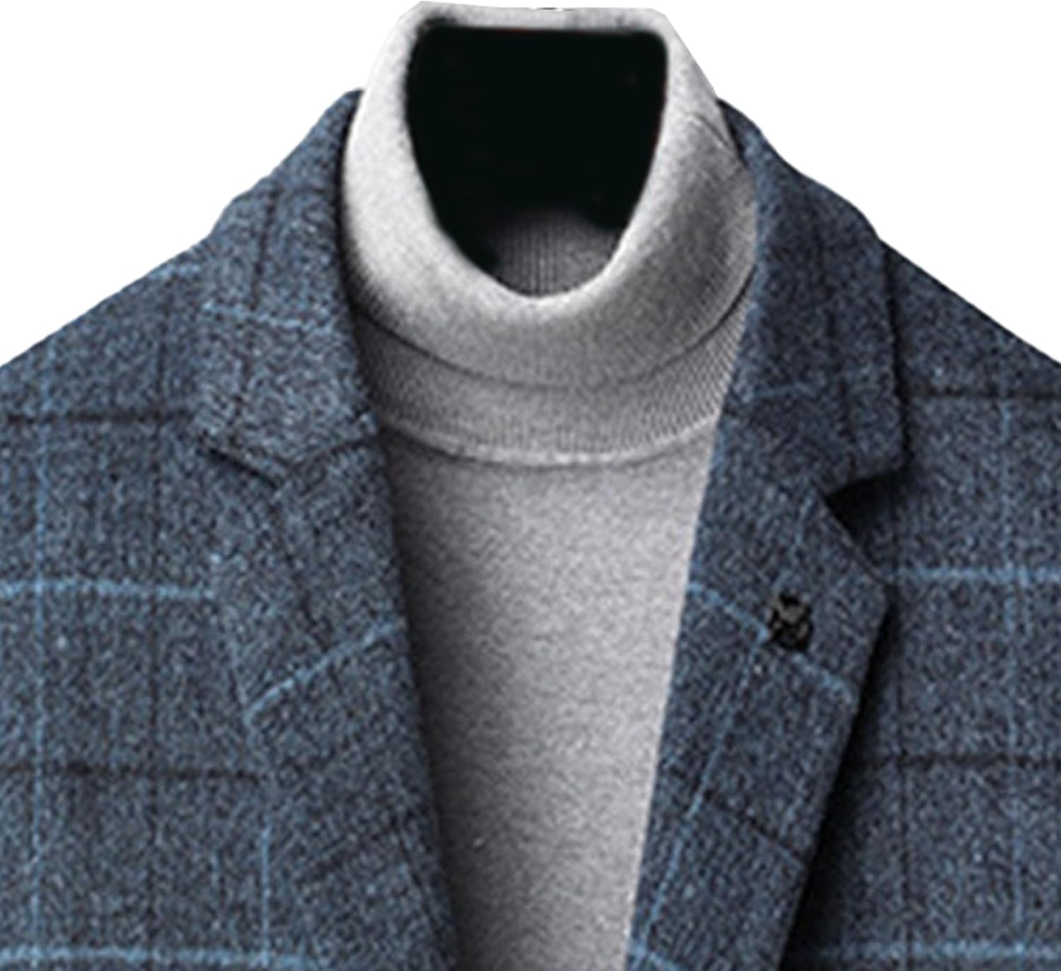 Maiyifu-GJ Mens Plaid Trench Coat Winter Single Breasted Wool Blend Top Pea Coat Classic Stylish Business Overcoat · v3