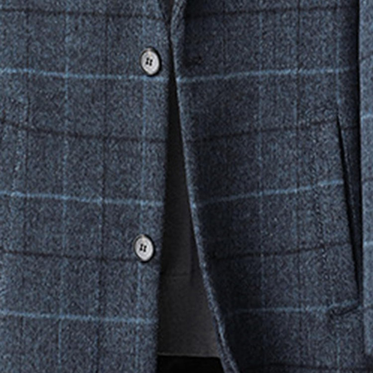 Maiyifu-GJ Mens Plaid Trench Coat Winter Single Breasted Wool Blend Top Pea Coat Classic Stylish Business Overcoat · v3