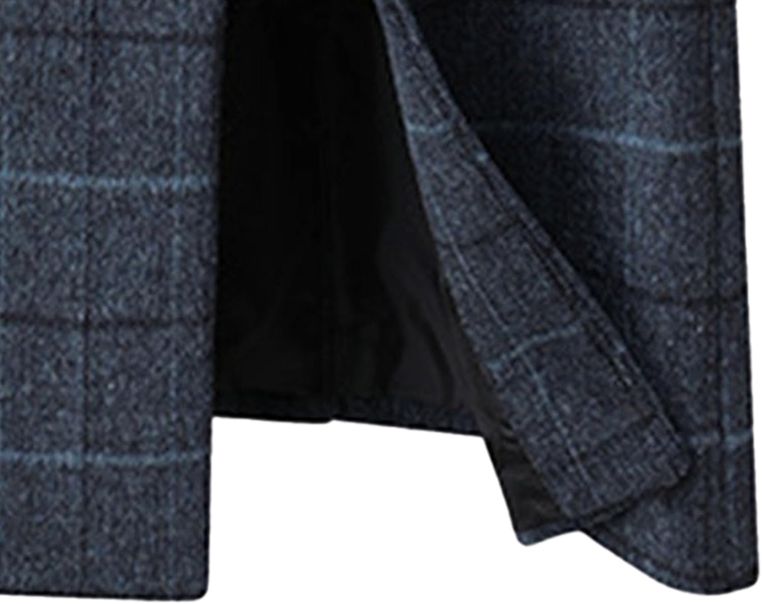 Maiyifu-GJ Mens Plaid Trench Coat Winter Single Breasted Wool Blend Top Pea Coat Classic Stylish Business Overcoat · v3