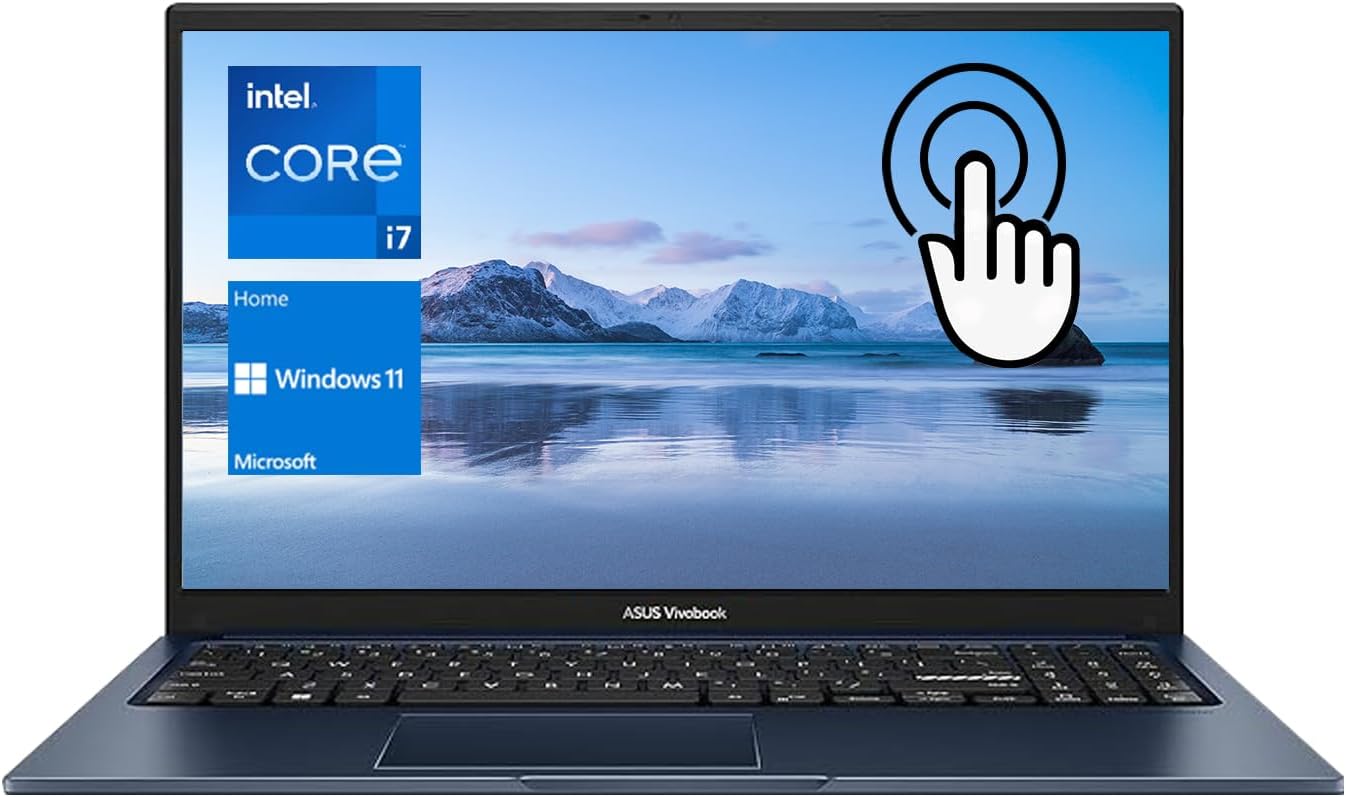 ASUS Vivobook Laptop, 15.6” FHD Touchscreen, Intel Core i7-1255U Processor, 40GB RAM, 2TB SSD, Backlit Keyboard, Numeric Keypad, Webcam, HDMI, Wi-Fi 6, Windows 11 Home, Blue