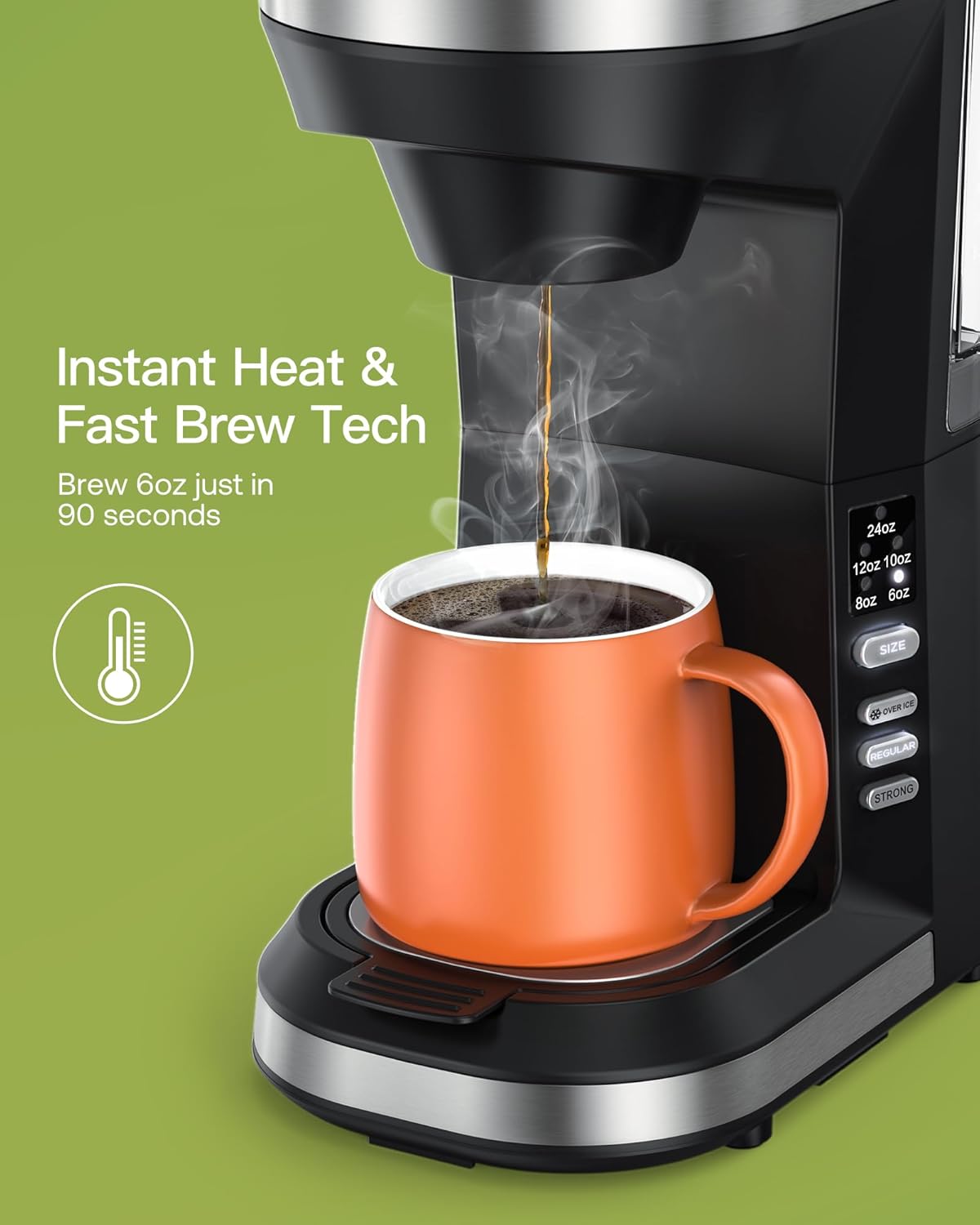 Cafetera fría y caliente mejorada de Famiworths para tazas K y café molido, cafetera de 4 a 5 tazas y cafeteras de una sola porción, con depósito de agua extraíble de 30 onzas, tamaño de taza de 6 a 24 oz, negro clásico