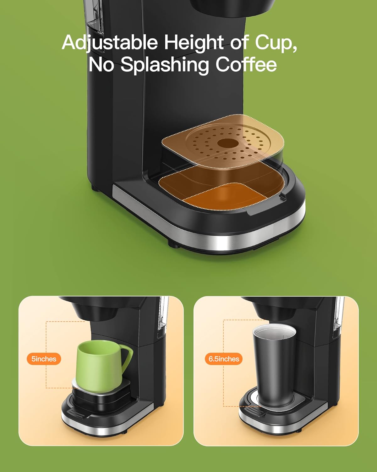 Cafetera fría y caliente mejorada de Famiworths para tazas K y café molido, cafetera de 4 a 5 tazas y cafeteras de una sola porción, con depósito de agua extraíble de 30 onzas, tamaño de taza de 6 a 24 oz, negro clásico