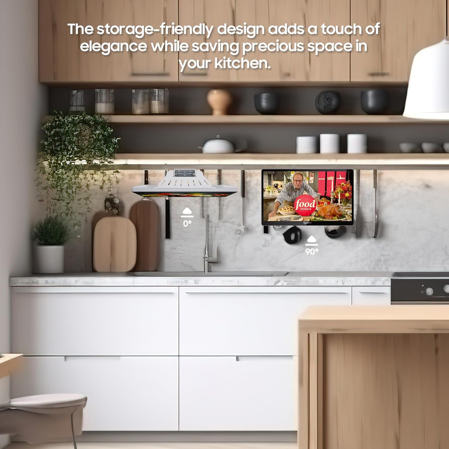 SYLVOX 15.6 Flip-Down TV for Under Cabinet, 12-Volt Small TV with 90-Degree Rotation, Digital Noise Reduction, and Storage Design for Kitchen, Bedroom, RV, and Yacht · v3