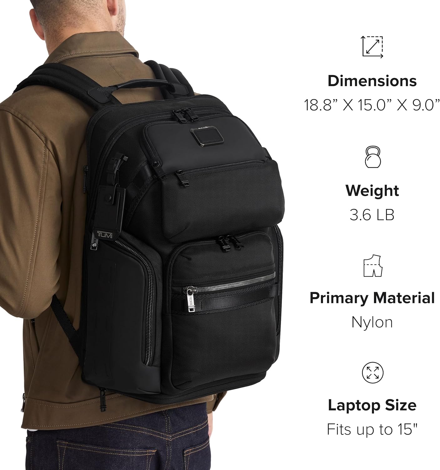 TUMI - Alpha Bravo Nomadic Backpack - Durable Carry On Backpack - 18.8 X 15.0" X 9.0" - Fits up to 15" Laptop - Steel · v3