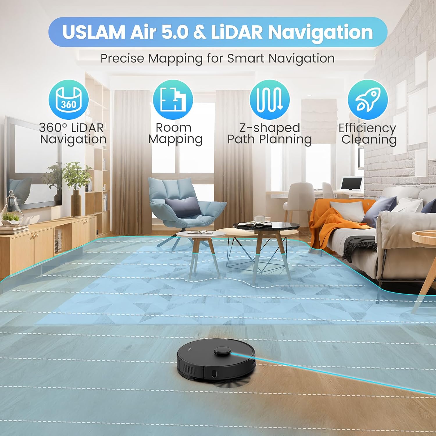 AIRROBO Robot Süpürge ve Paspas, Kendinden Boşaltılmış Tabanlı, 60 Güne Kadar Ahizesiz Temizleme, Ev Haritalama, 180 dakika Çalışma Süresi, Uygulama/Ses/Uzaktan Kumanda, Evcil Hayvan için T20 Robotik Elektrikli Süpürge, Sert Zemin, Halı