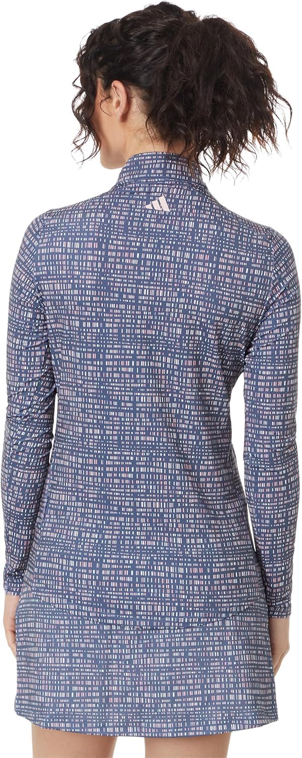 adidas Womens Ultimate365 Printed 1/4-zip Mock Tee