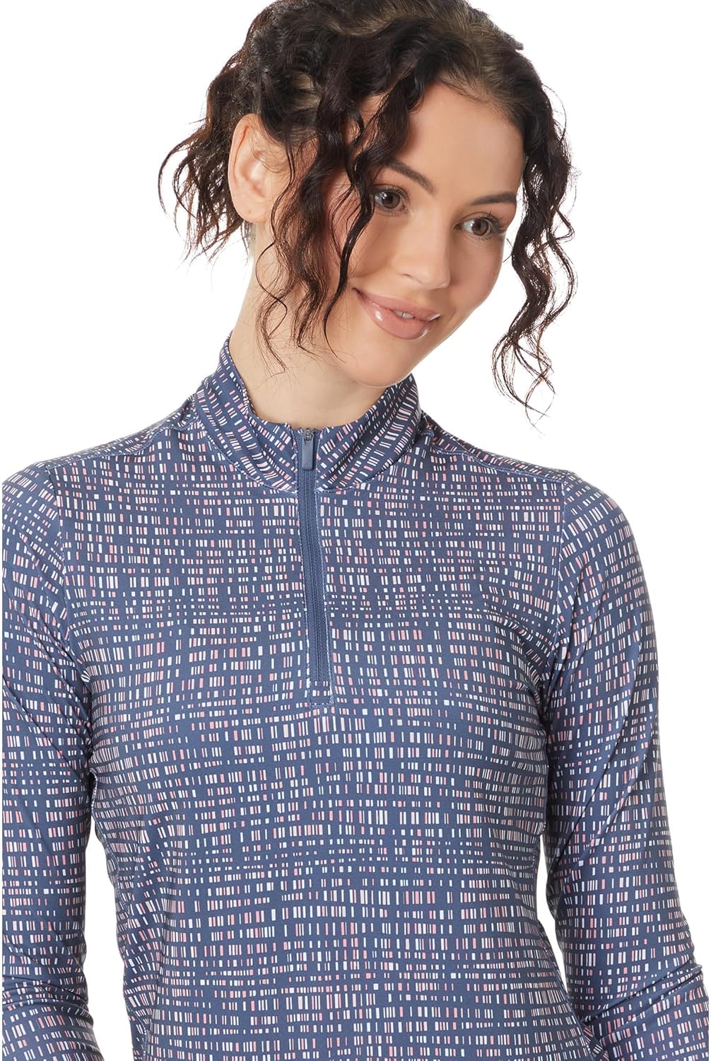 adidas Womens Ultimate365 Printed 1/4-zip Mock Tee