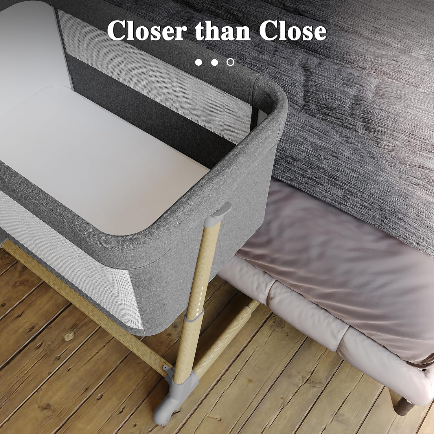 AMKE Baby Bassinets,All mesh Bedside Sleeper,Portable for Safe Co-Sleeping,Adjustable Crib,Baby Bed for Infant Newborn (Wood Color) · v2