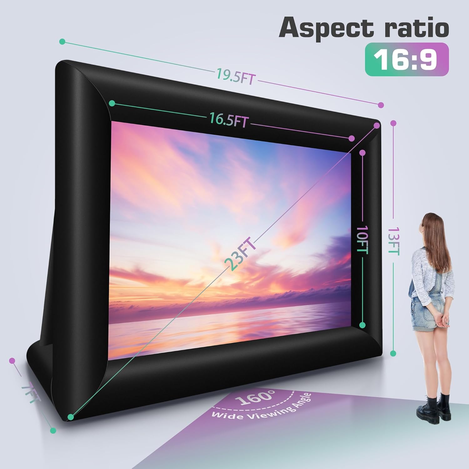 23Ft Inflatable Projector Screen for Outside 276In Blow Up Projection Screen Outdoor with 480W Blower - Perfect for Outdoor Theater, Backyard Outdoor Movie - Pantalla Inflable para Proyector · v9