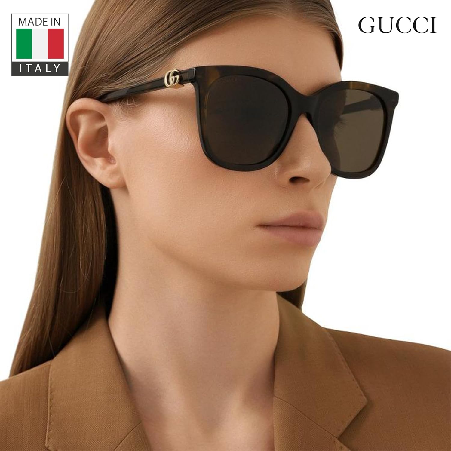 Kacamata Hitam Bentuk Mata Kucing Lembut Gucci GG 1071S dengan Paket Kacamata Mewah eSHADES