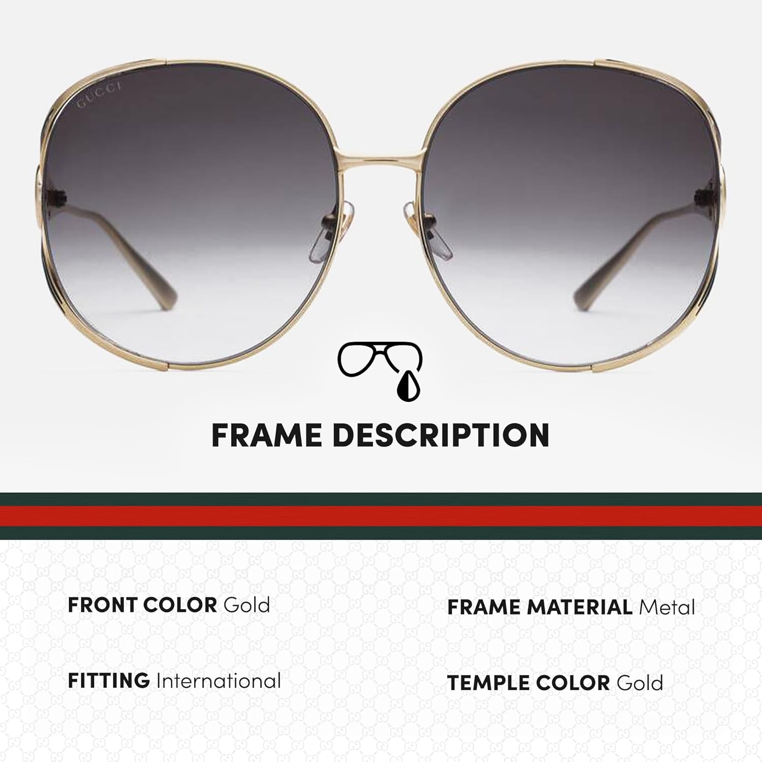 Gucci GG 0225S Sqaure Shape Sunglasses   Bundle with eSHADES Luxury Eyewear Kit