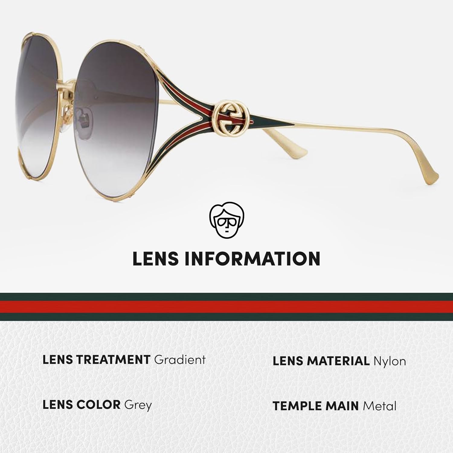 Gucci GG 0225S Sqaure Shape Sunglasses   Bundle with eSHADES Luxury Eyewear Kit