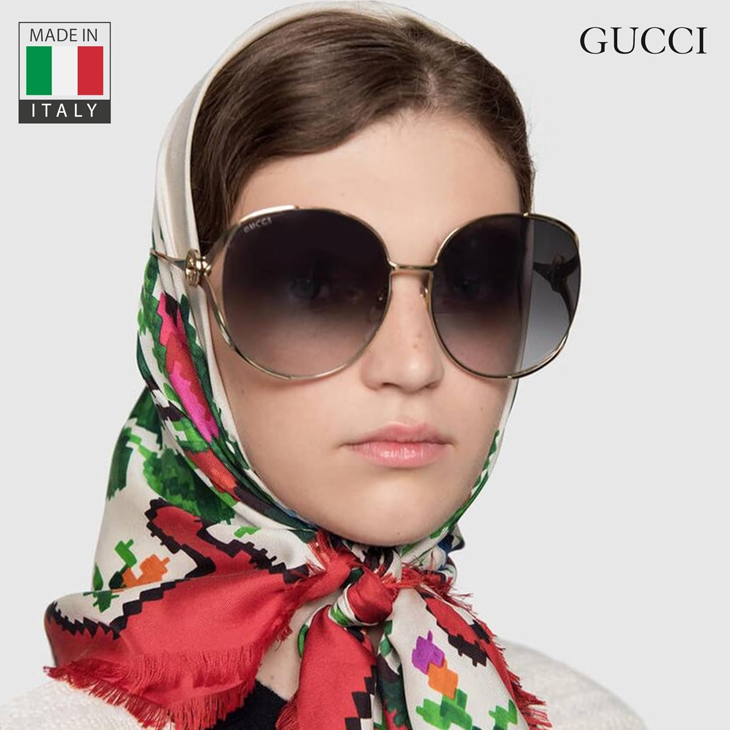 Gucci GG 0225S Sqaure Shape Sunglasses   Bundle with eSHADES Luxury Eyewear Kit