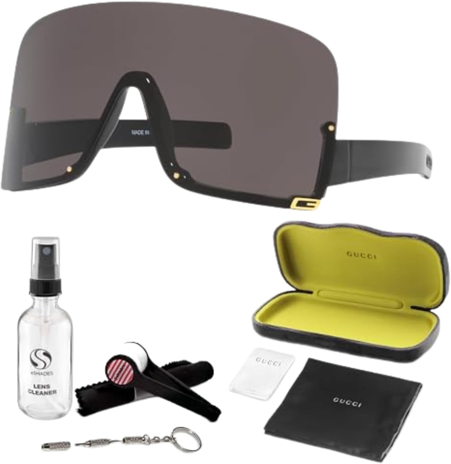 Gucci GG 1631S Rimless Shield Sunglasses   Bundle with eSHADES Luxury Eyewear Kit