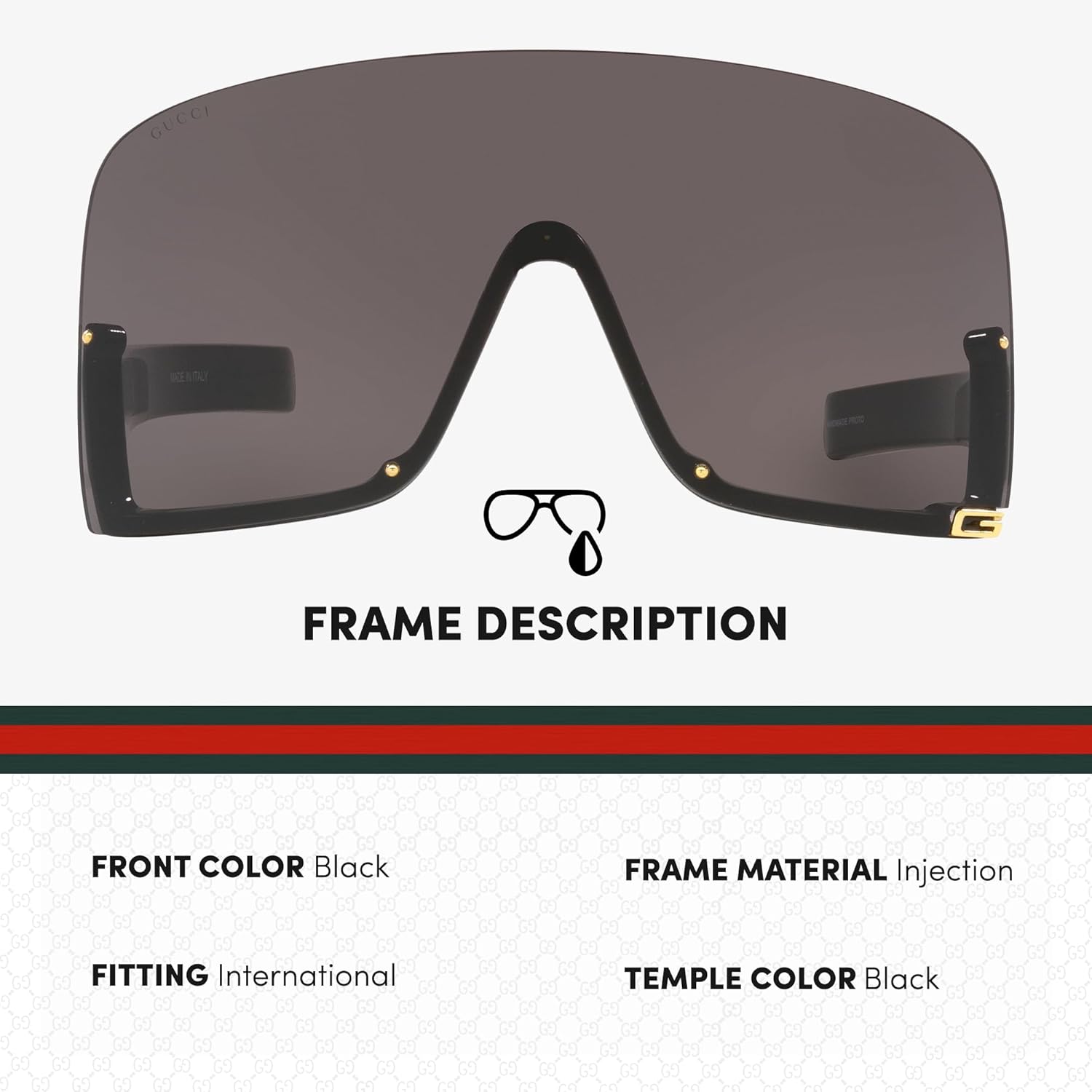 Gucci GG 1631S Rimless Shield Sunglasses   Bundle with eSHADES Luxury Eyewear Kit