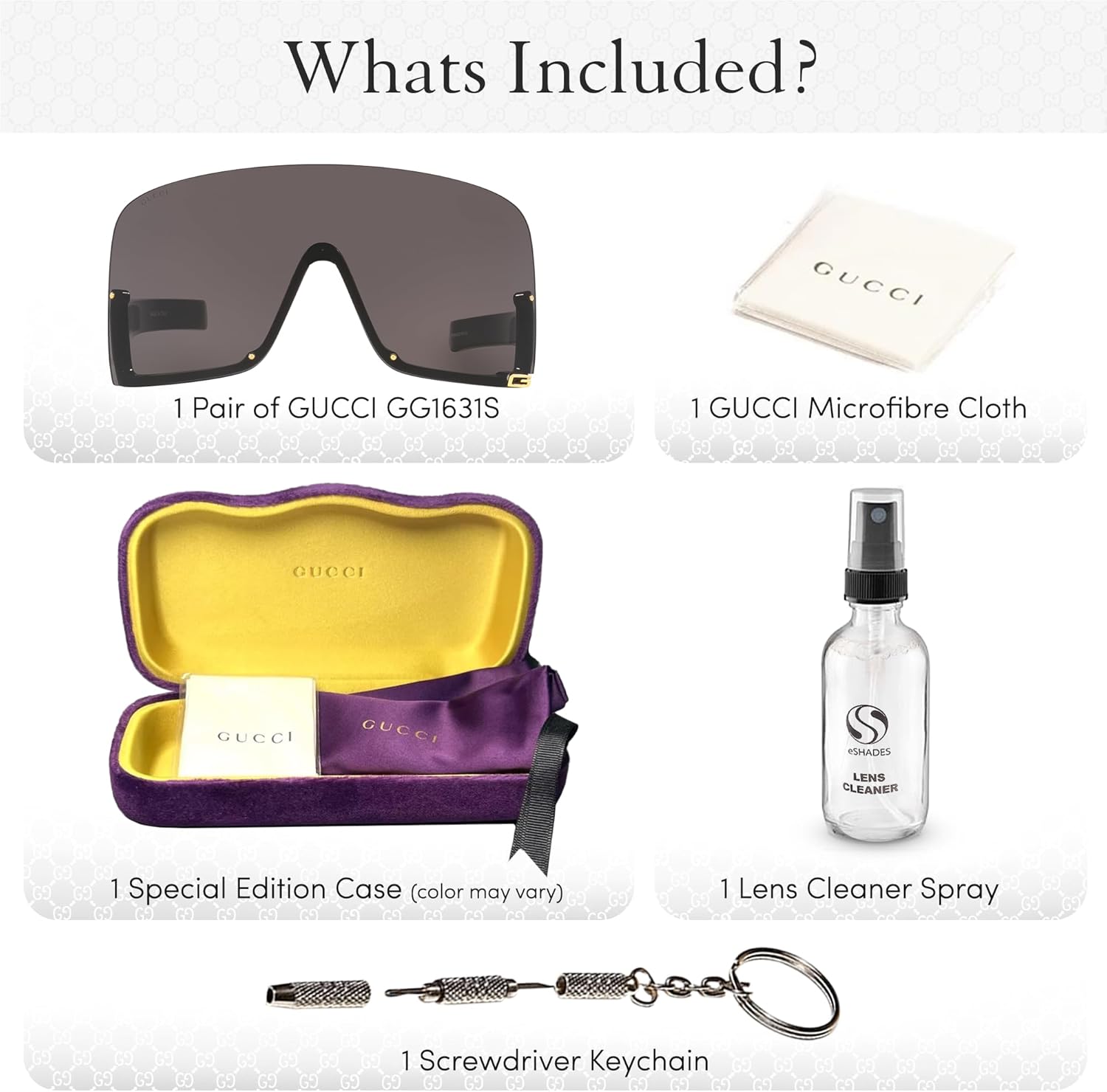 Gucci GG 1631S Rimless Shield Sunglasses   Bundle with eSHADES Luxury Eyewear Kit