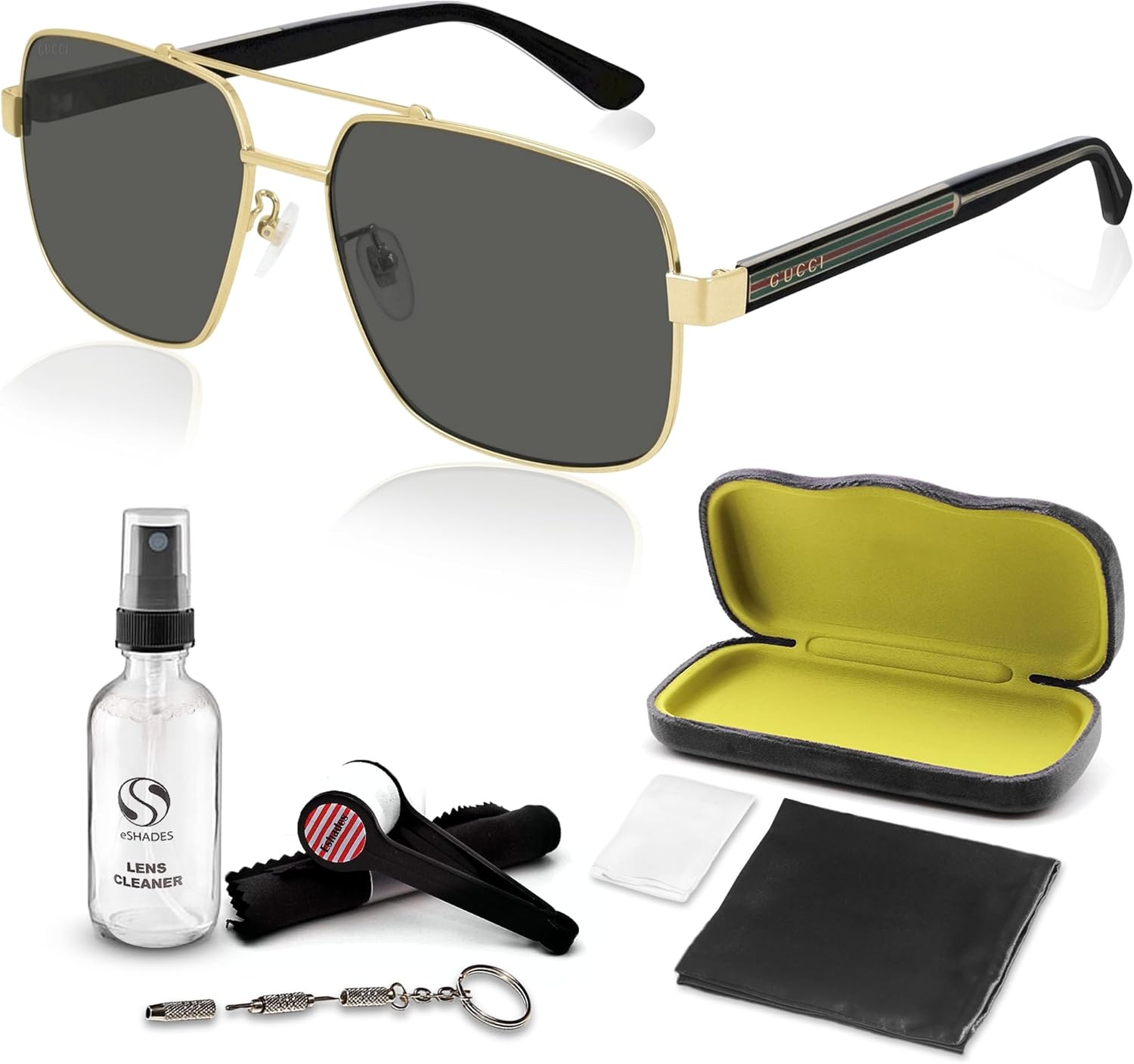 Gucci GG 0529S Square Shape Sunglasses   Bundle with eSHADES Luxury Eyewear Kit · v3