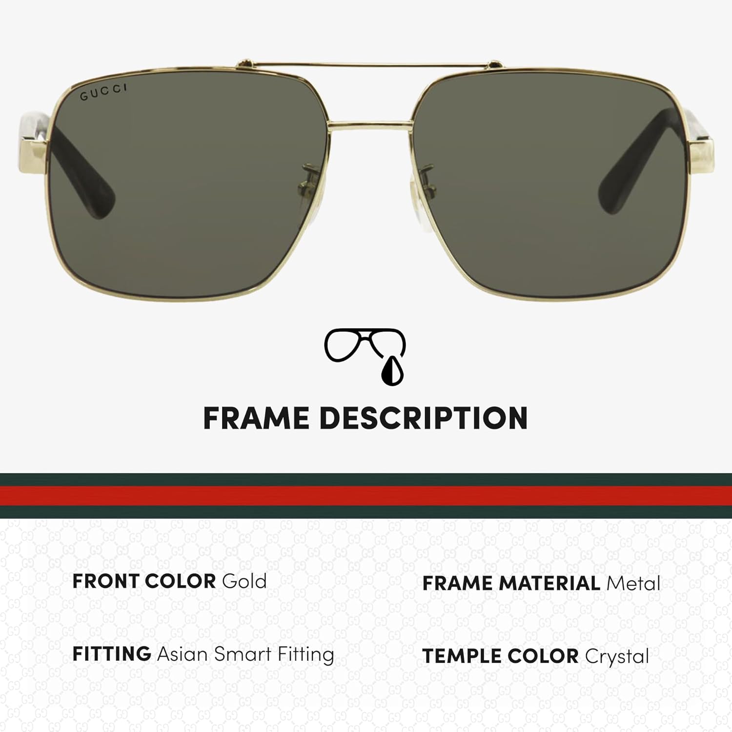 مجموعة نظارات شمسية Gucci GG 0529S ذات الشكل المربع مع مجموعة نظارات eSHADES الفاخرة
