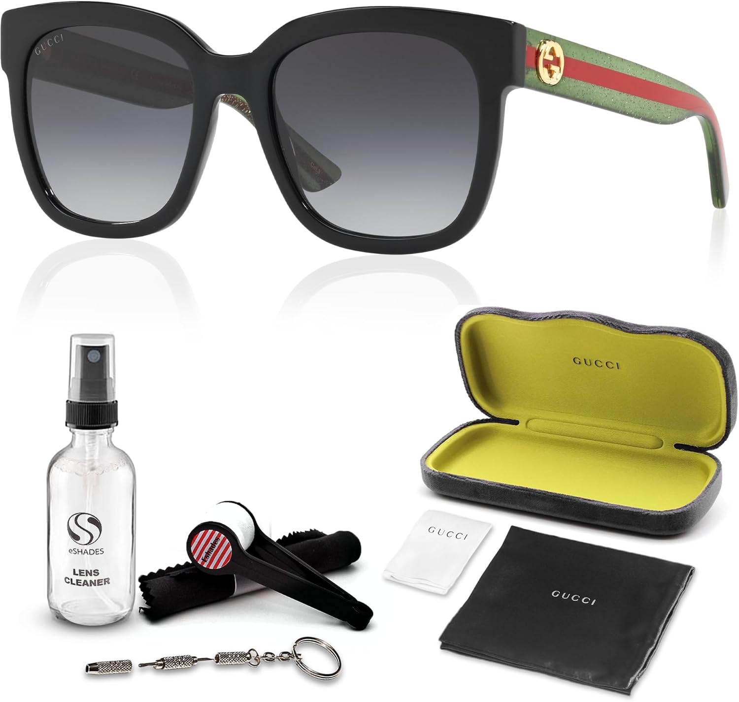 Gucci GG 0034SN Woman Sqaure Shape Sunglasses   Bundle with eSHADES Luxury Eyewear Kit · v3