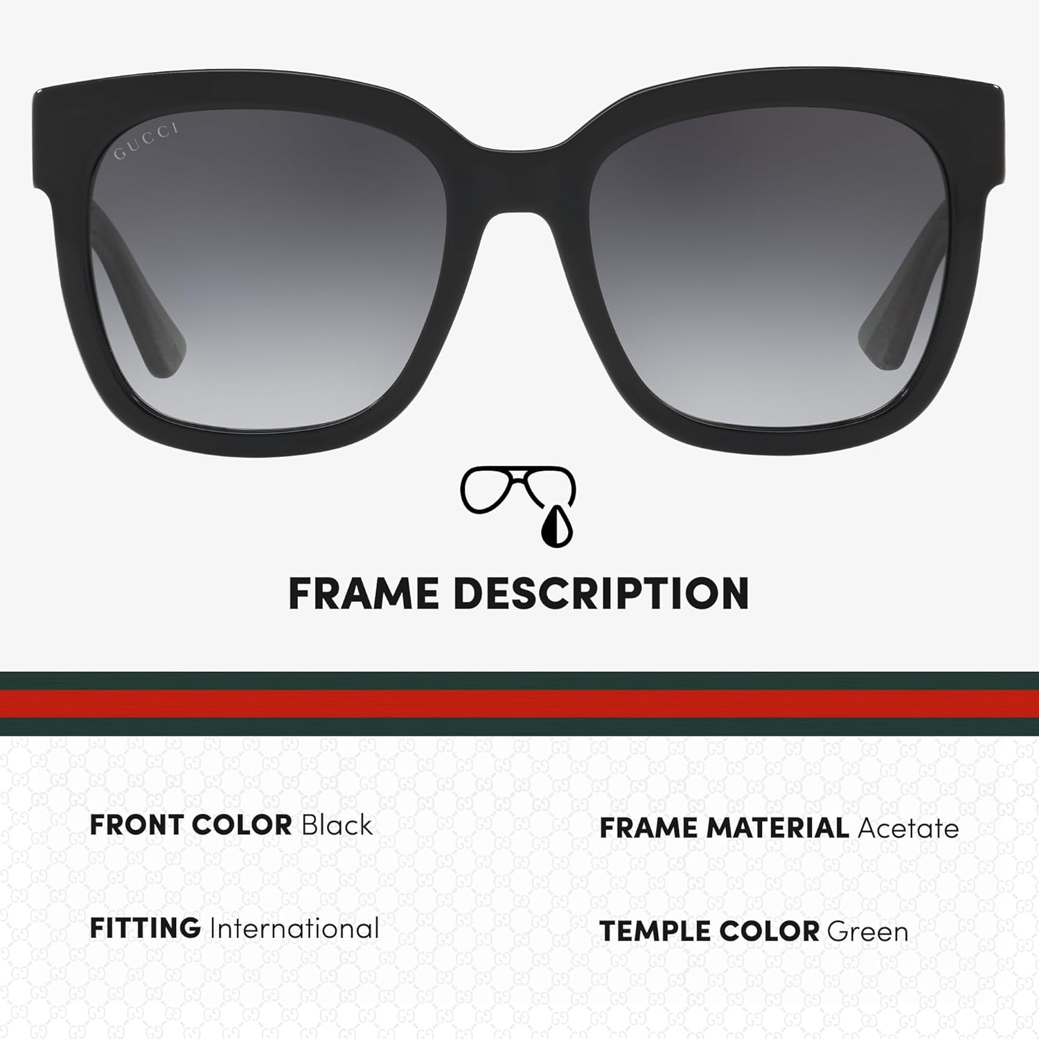 Gucci GG 0034SN Woman Sqaure Shape Sunglasses Bundle with eSHADES Luxury Eyewear Kit · v3
