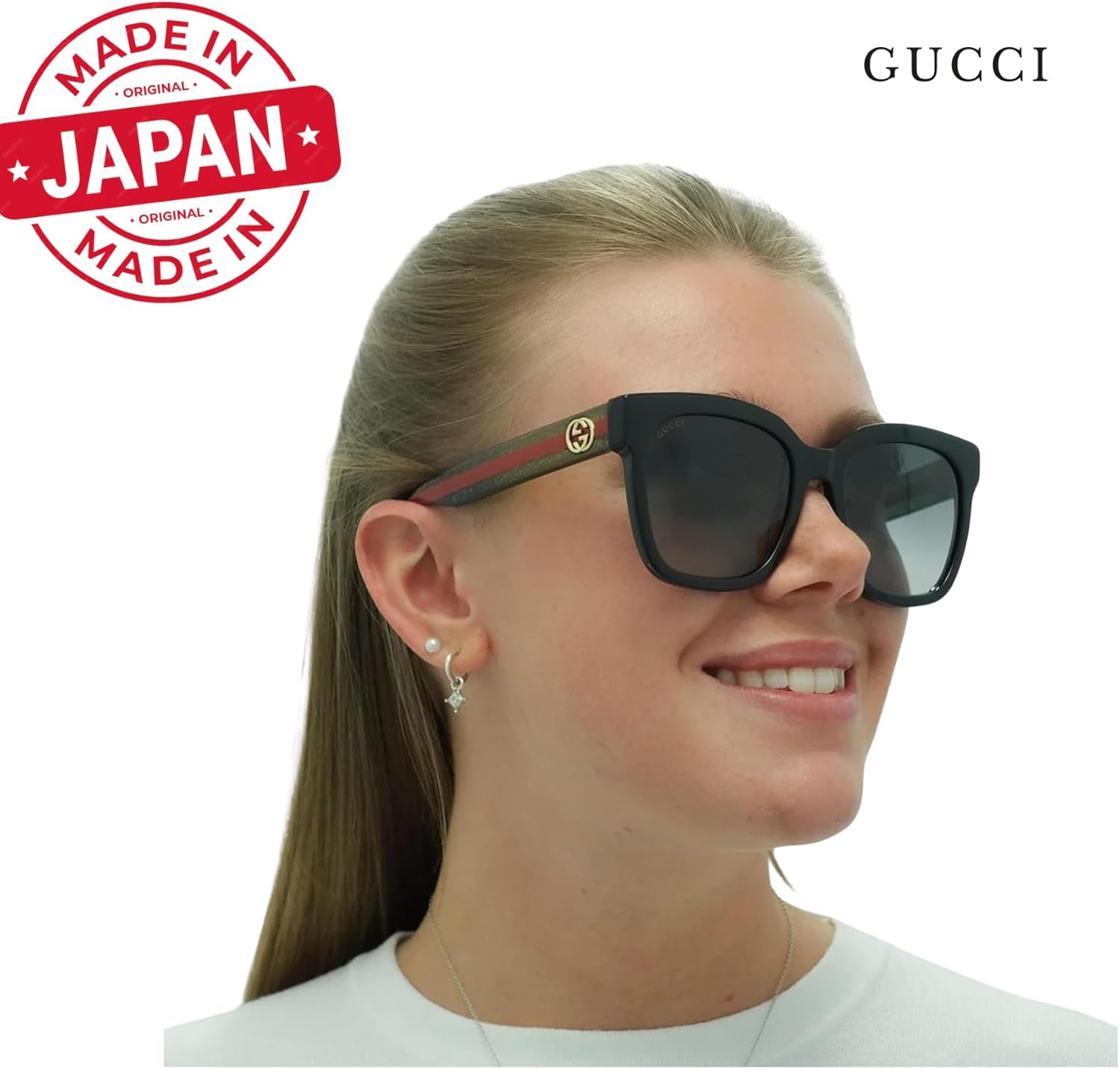 Gucci GG 0034SN Woman Sqaure Shape Sunglasses Bundle with eSHADES Luxury Eyewear Kit · v3
