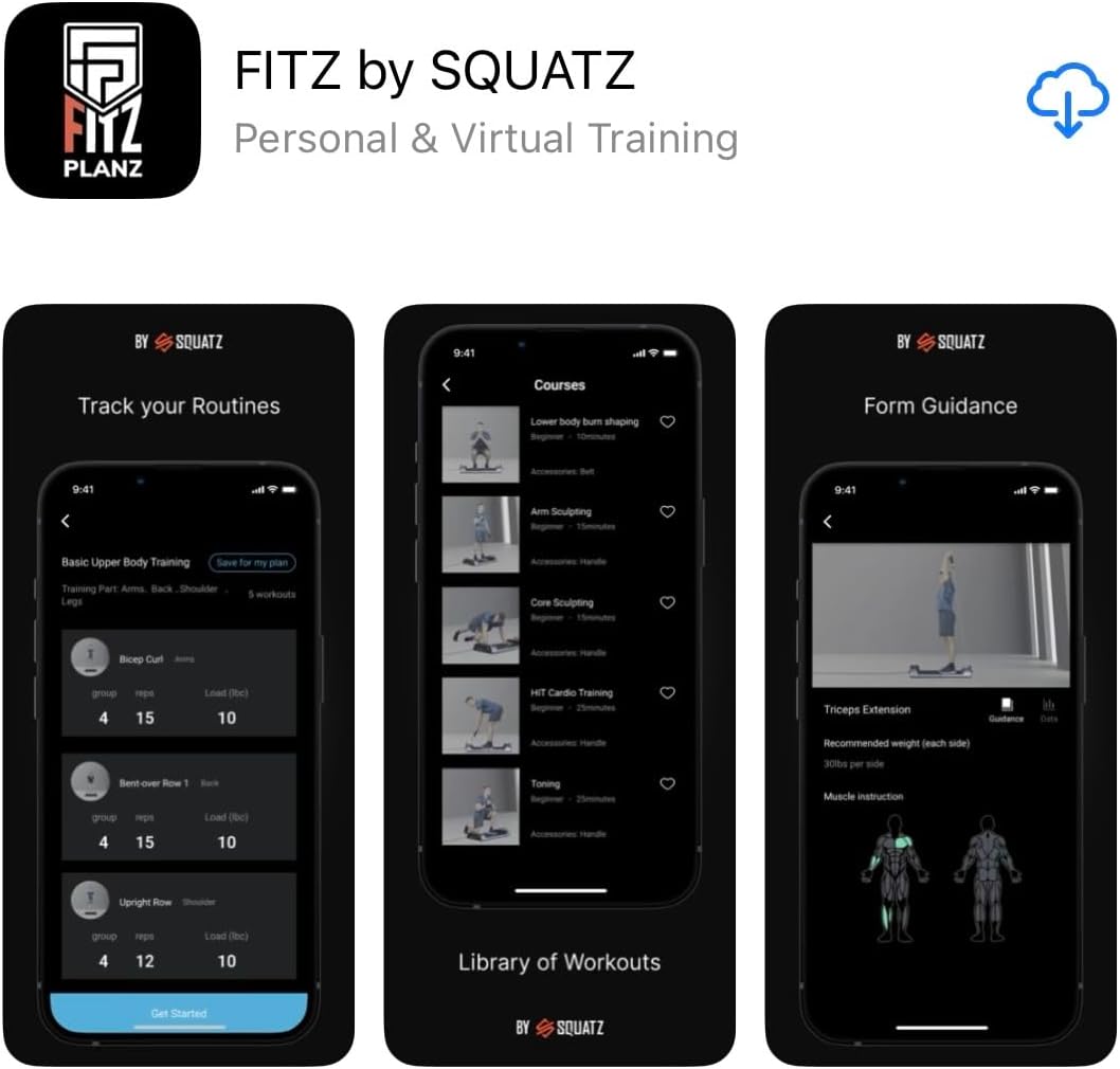 SQUATZ Pluto Board Smart Home Gym Version I 100 LBS Resistance, Multifunctional All in One Gym, Single Cable Weight Machine with Multiple Training Modes, Home Gym Equipment for a Full Body Workout · v6