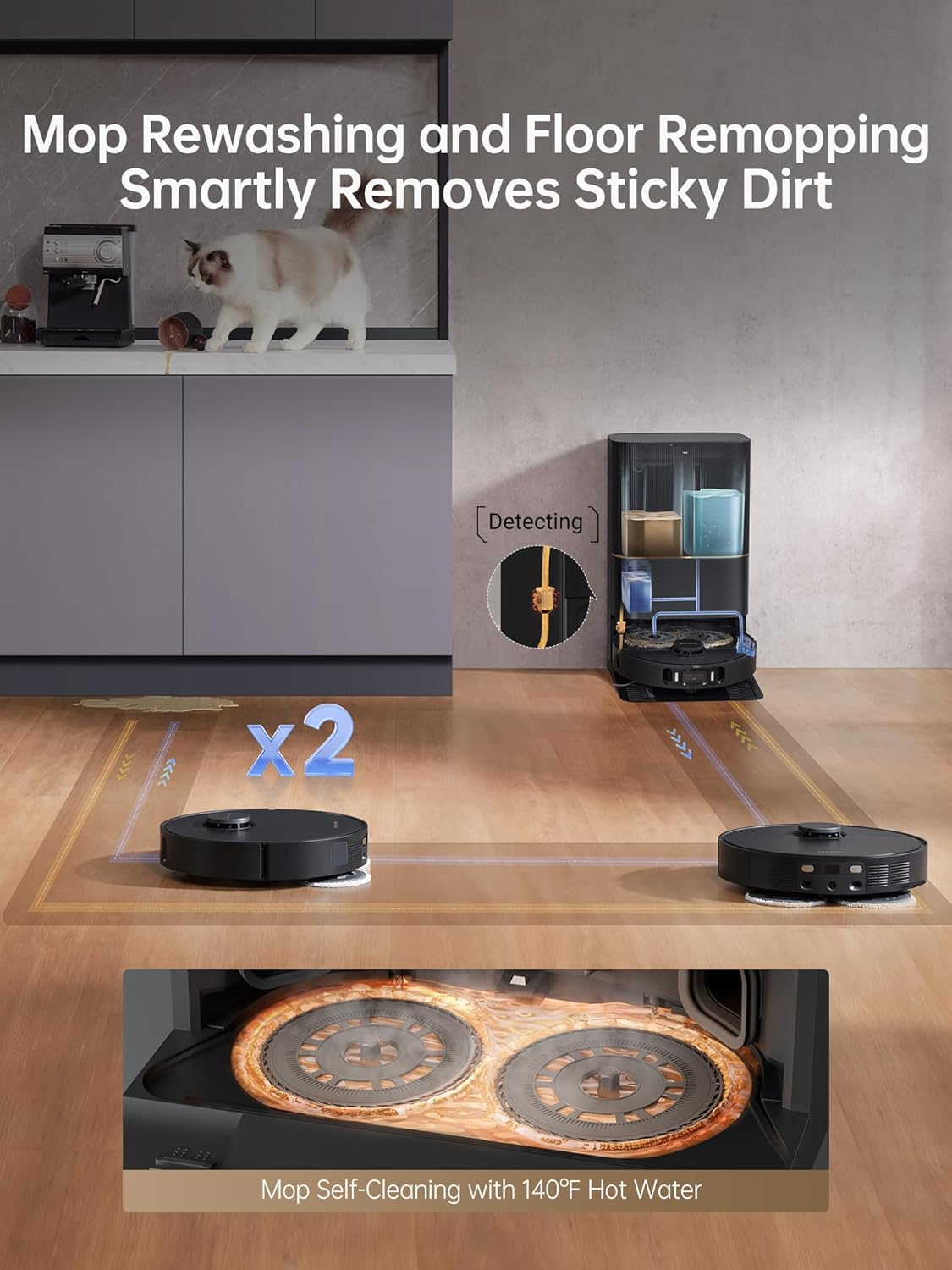 dreame X30 Ultra Robot Vacuum and Mop Combo, 8300Pa Suction, Mop Extend and Mop Self Cleaning with 140°F Water, Removable  Liftable Mop, Self Refilling, Mop Self Drying, Smart Carpet Cleaning · v12