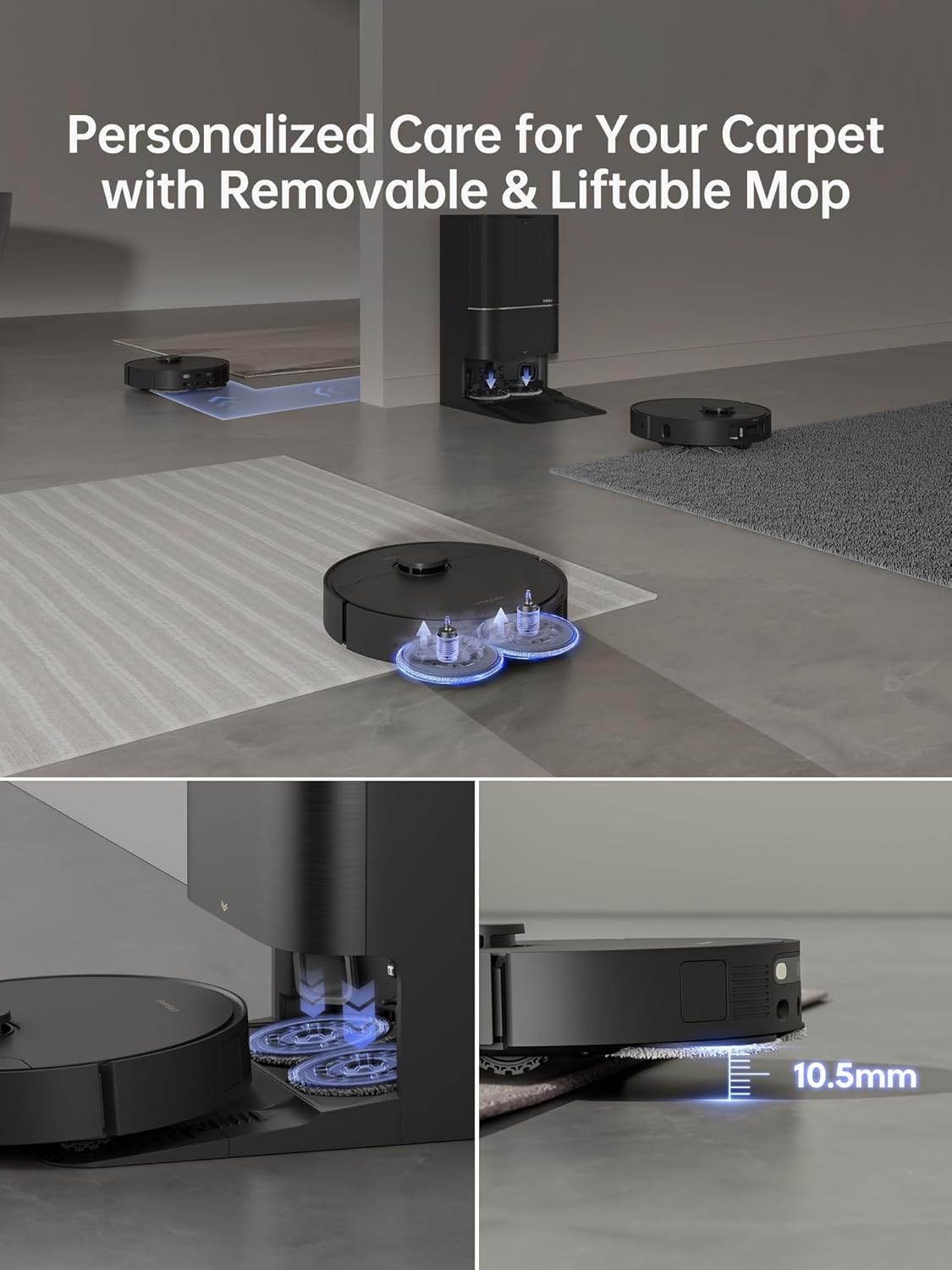 dreame X30 Ultra Robot Vacuum and Mop Combo, 8300Pa Suction, Mop Extend and Mop Self Cleaning with 140°F Water, Removable  Liftable Mop, Self Refilling, Mop Self Drying, Smart Carpet Cleaning · v12
