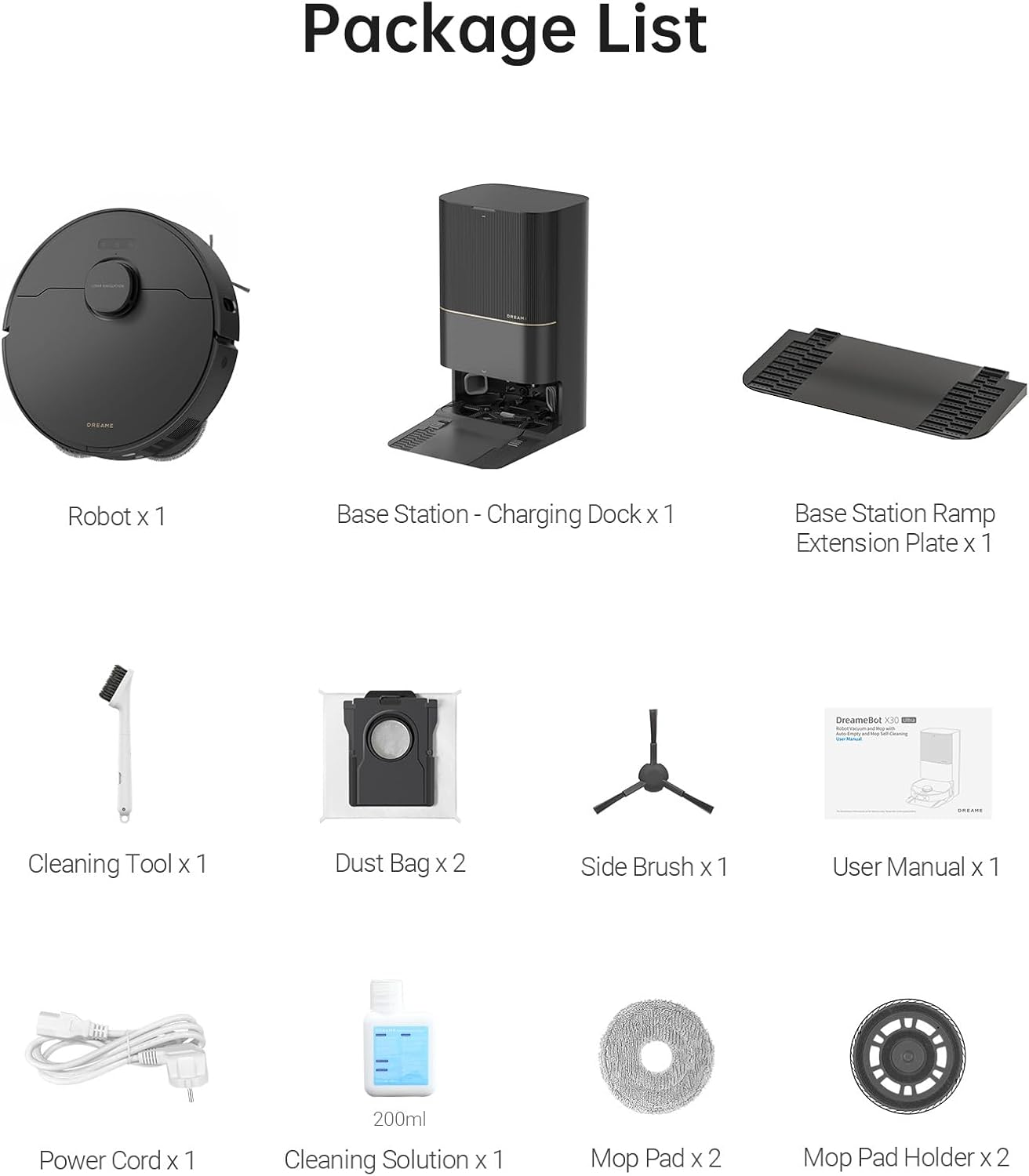 dreame X30 Ultra Robot Vacuum and Mop Combo, 8300Pa Suction, Mop Extend and Mop Self Cleaning with 140°F Water, Removable  Liftable Mop, Self Refilling, Mop Self Drying, Smart Carpet Cleaning · v12