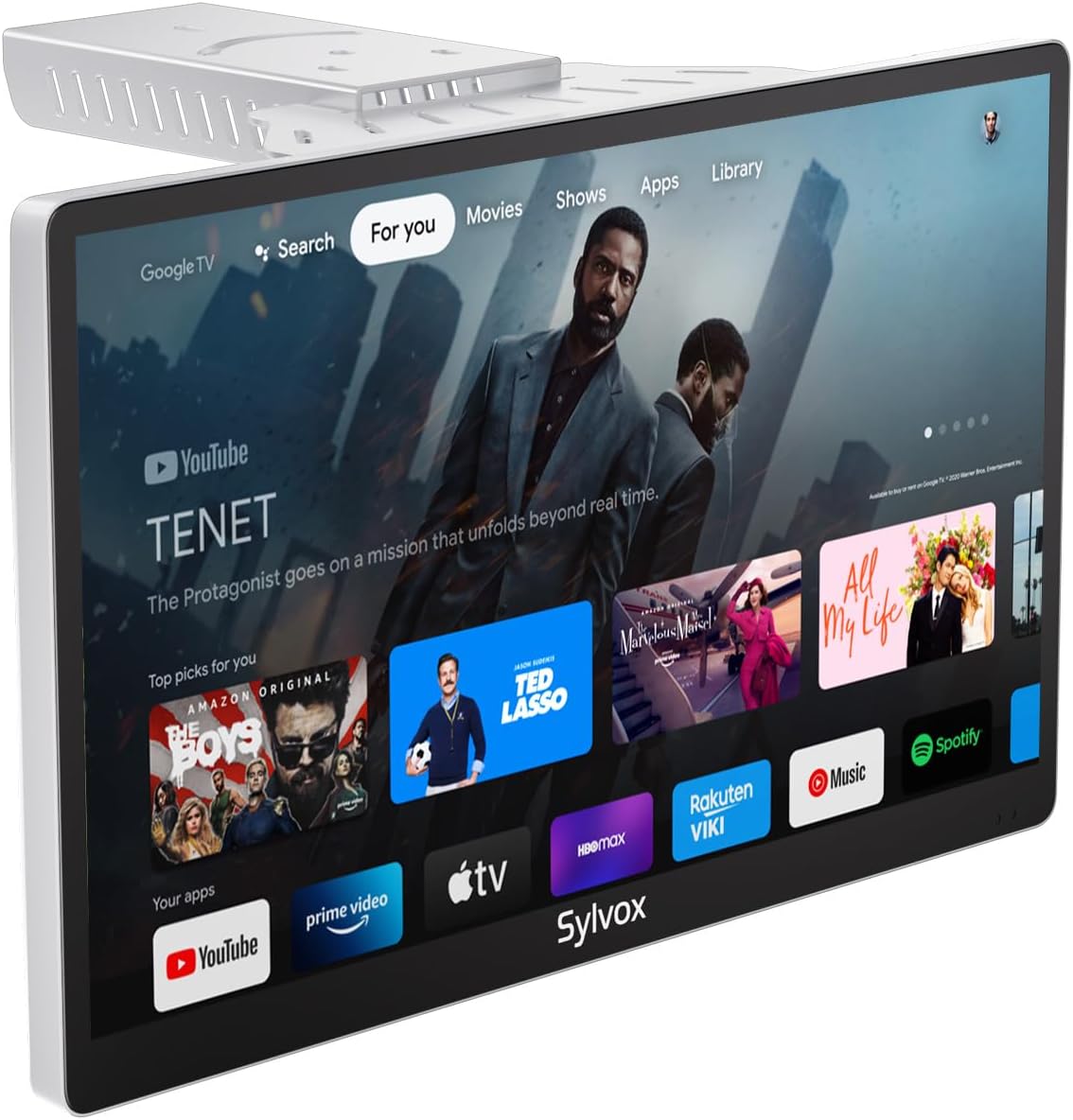 TV de cuisine SYLVOX, petite télévision connectée pour la cuisine, téléviseurs encastrés Full HD 15,6 pouces 1080P, encastrable, téléviseur intelligent Google avec télécommande vocale, Wi-Fi, Bluetooth, Chromecast 2, haut-parleurs, compact et pliable