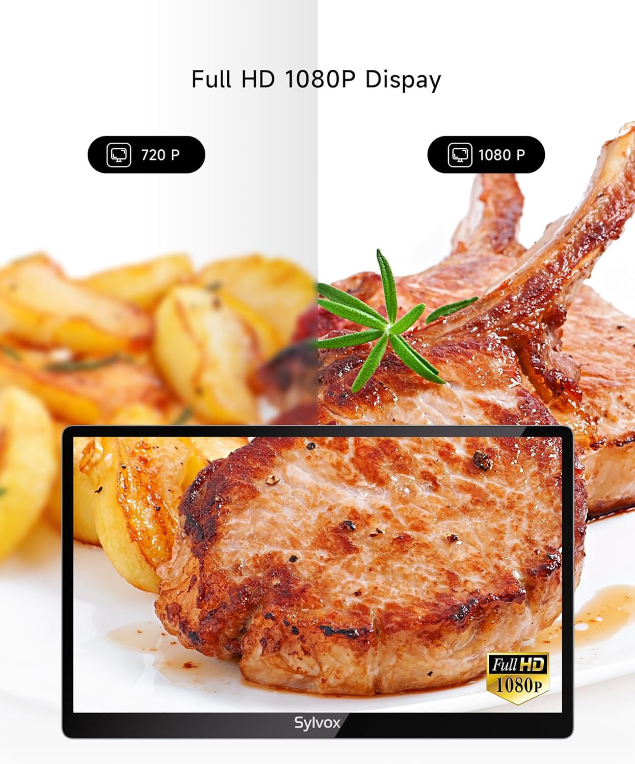ทีวีครัว SYLVOX ทีวีสมาร์ทขนาดเล็กสำหรับห้องครัว ทีวีใต้ตู้ 15.6 นิ้ว 1080P Full HD โทรทัศน์สมาร์ทของ Google พร้อมรีโมทควบคุมด้วยเสียง WiFi บลูทูธ Chromecast 2 ลำโพง พับได้กะทัดรัด
