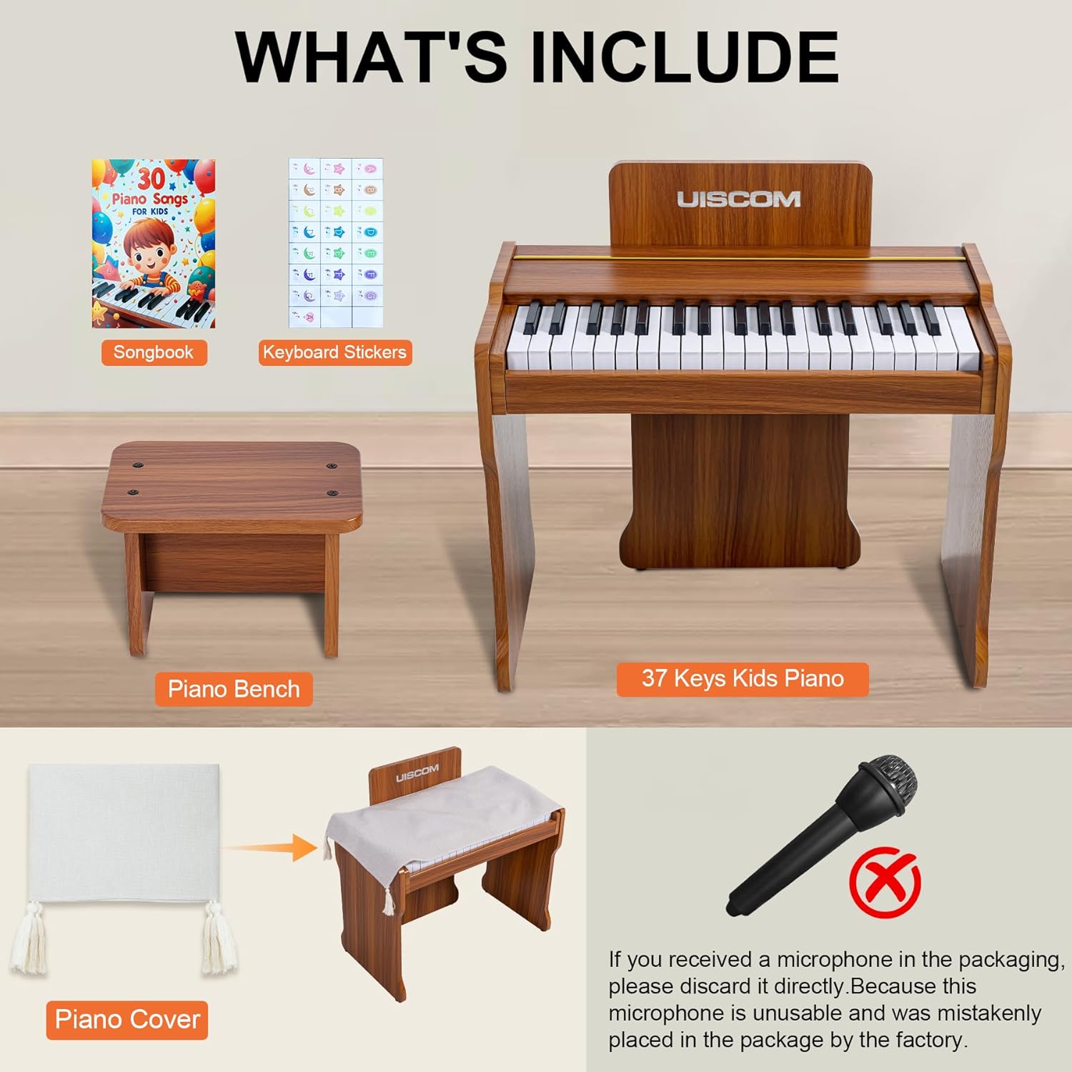 Kids Piano Keyboard, 37 Keys Digital Piano, Toddler Piano for Kids, Mini Baby Piano Toy, Kids Musical Instruments Sets, Wood Piano keyboard for kids Ages 3 ,Brown · v6