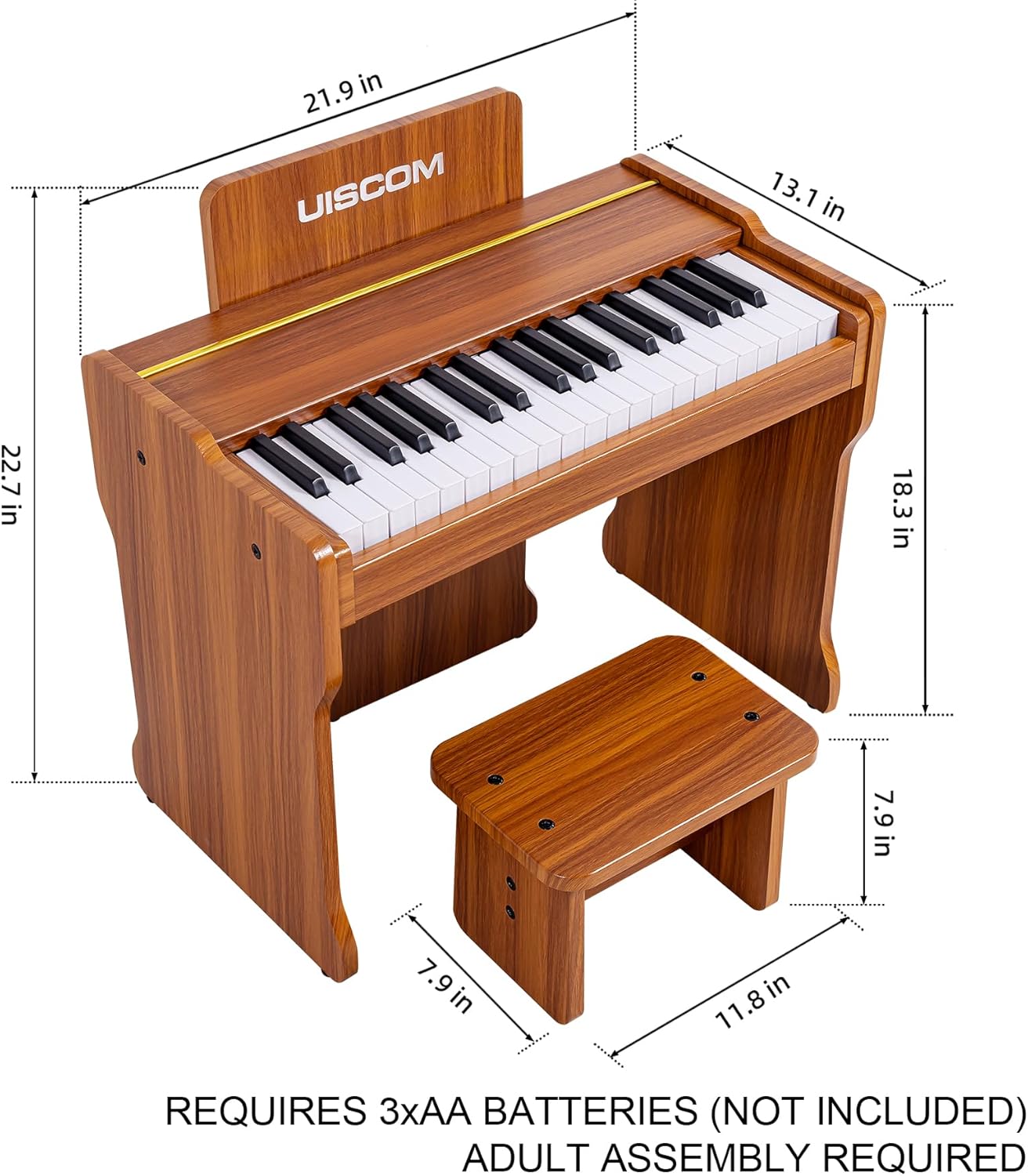 Kids Piano Keyboard, 37 Keys Digital Piano, Toddler Piano for Kids, Mini Baby Piano Toy, Kids Musical Instruments Sets, Wood Piano keyboard for kids Ages 3 ,Brown · v6