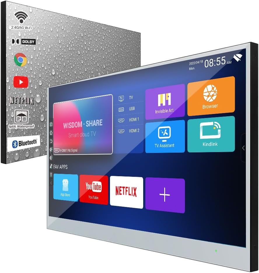 Soulaca 32 นิ้ว ระบบ Android กระจกห้องน้ำอัจฉริยะ Magic LED TV กระจกห้องน้ำกันน้ำ IP66 DTV ATSC ใหม่ 2024