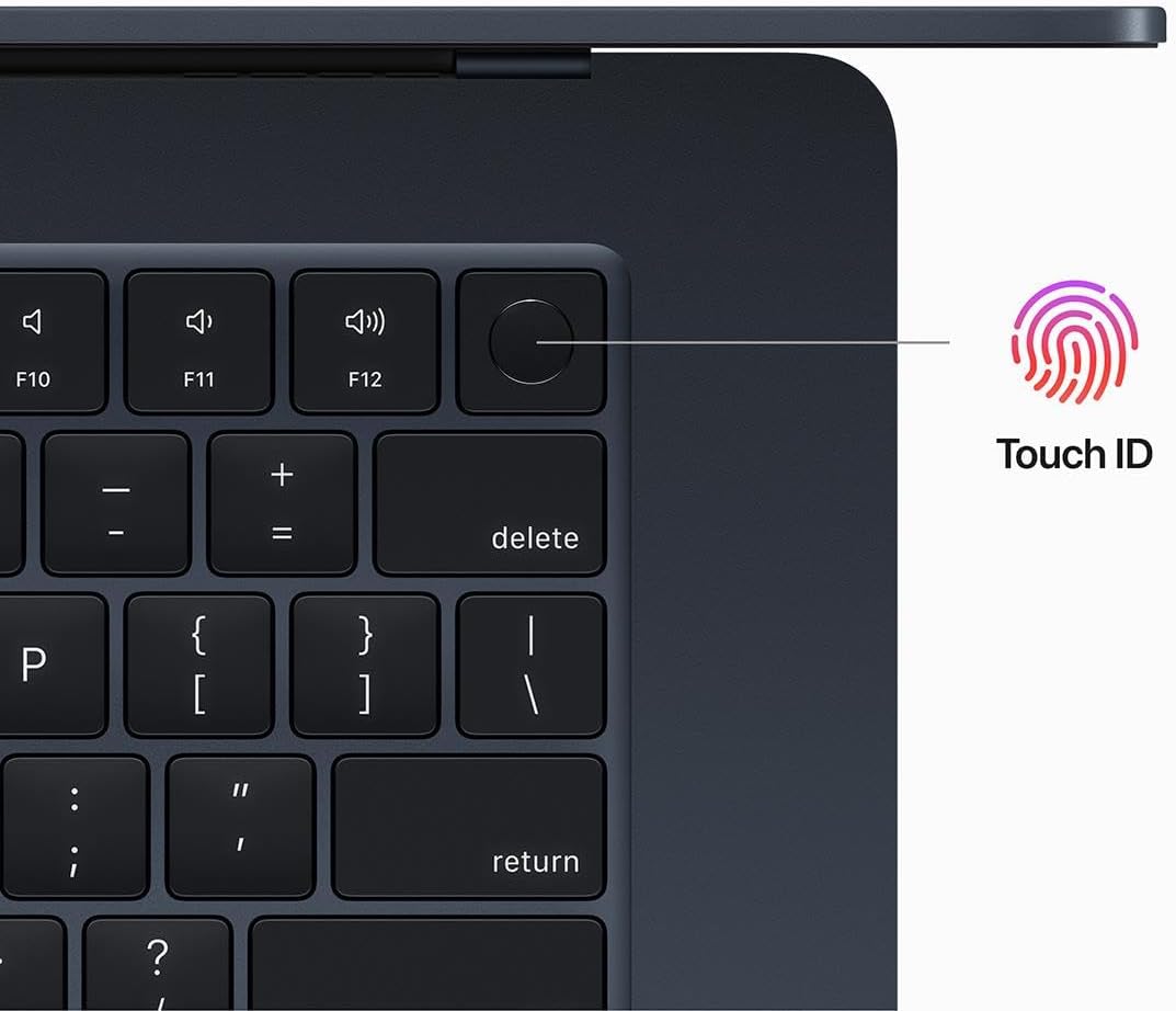 Apple MacBook Air 15.3, Liquid Retina 디스플레이, 8코어 CPU 및 10코어 GPU가 장착된 M2 칩, 24GB 메모리, 2TB SSD, 70W USB-C 전원 어댑터, Midnight, Mid 2023