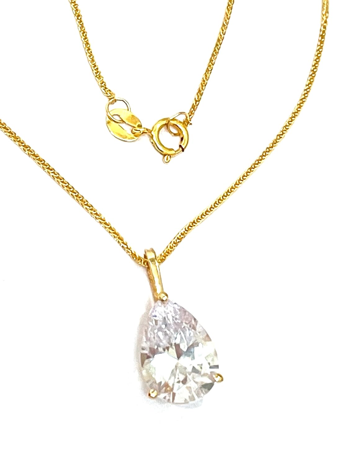 Lujoso collar con colgante de oro macizo de 18 quilates con diamantes de 1,65 quilates y oro solitario en forma de lágrima en forma de lágrima, oro amarillo de 18 quilates, diamantes de laboratorio, para graduación de hija, 7 mm x 10 mm, para cumpleaños, joyas de amor hechas a mano, 16 a 18 años