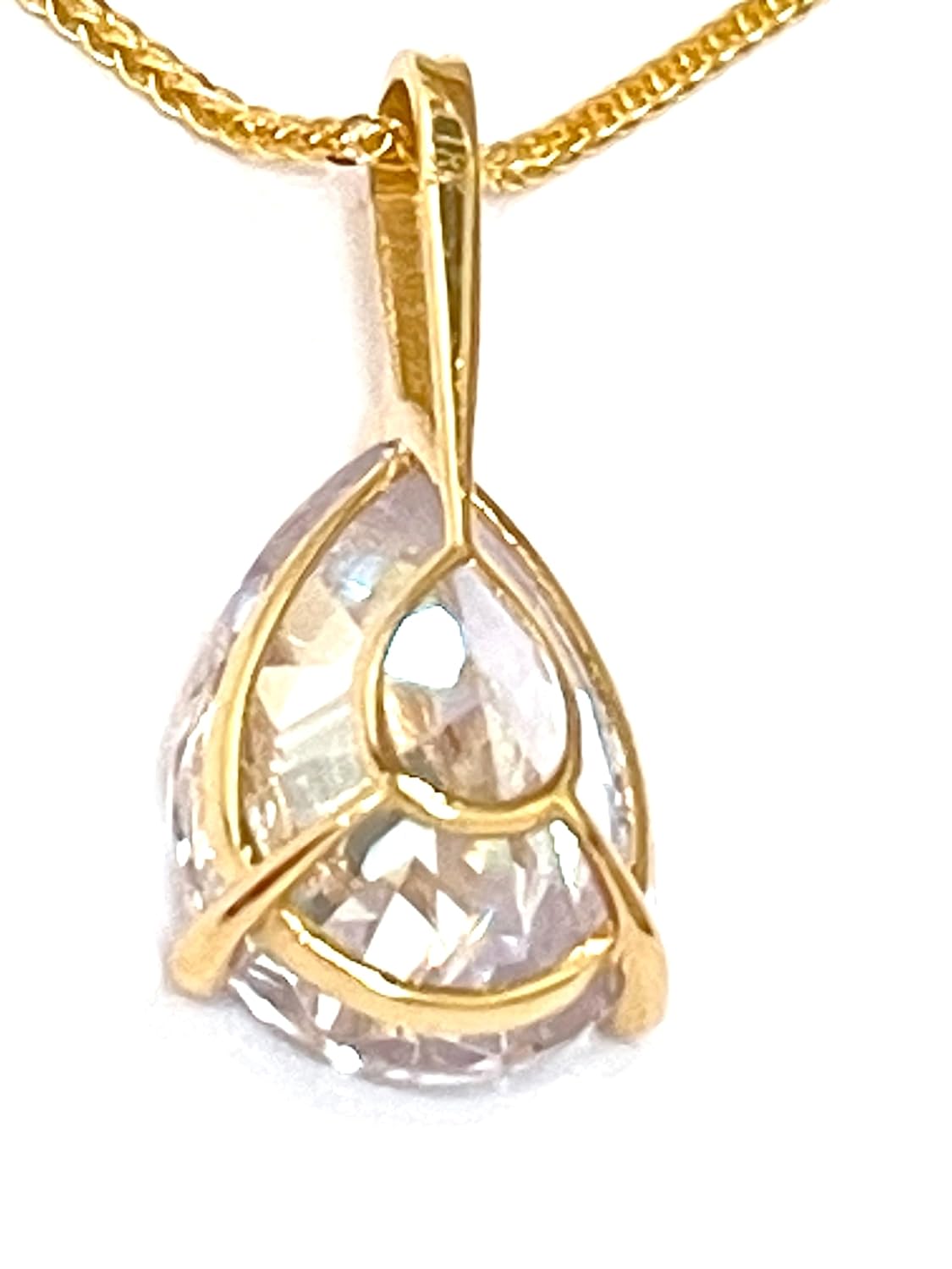 Lujoso collar con colgante de oro macizo de 18 quilates con diamantes de 1,65 quilates y oro solitario en forma de lágrima en forma de lágrima, oro amarillo de 18 quilates, diamantes de laboratorio, para graduación de hija, 7 mm x 10 mm, para cumpleaños, joyas de amor hechas a mano, 16 a 18 años