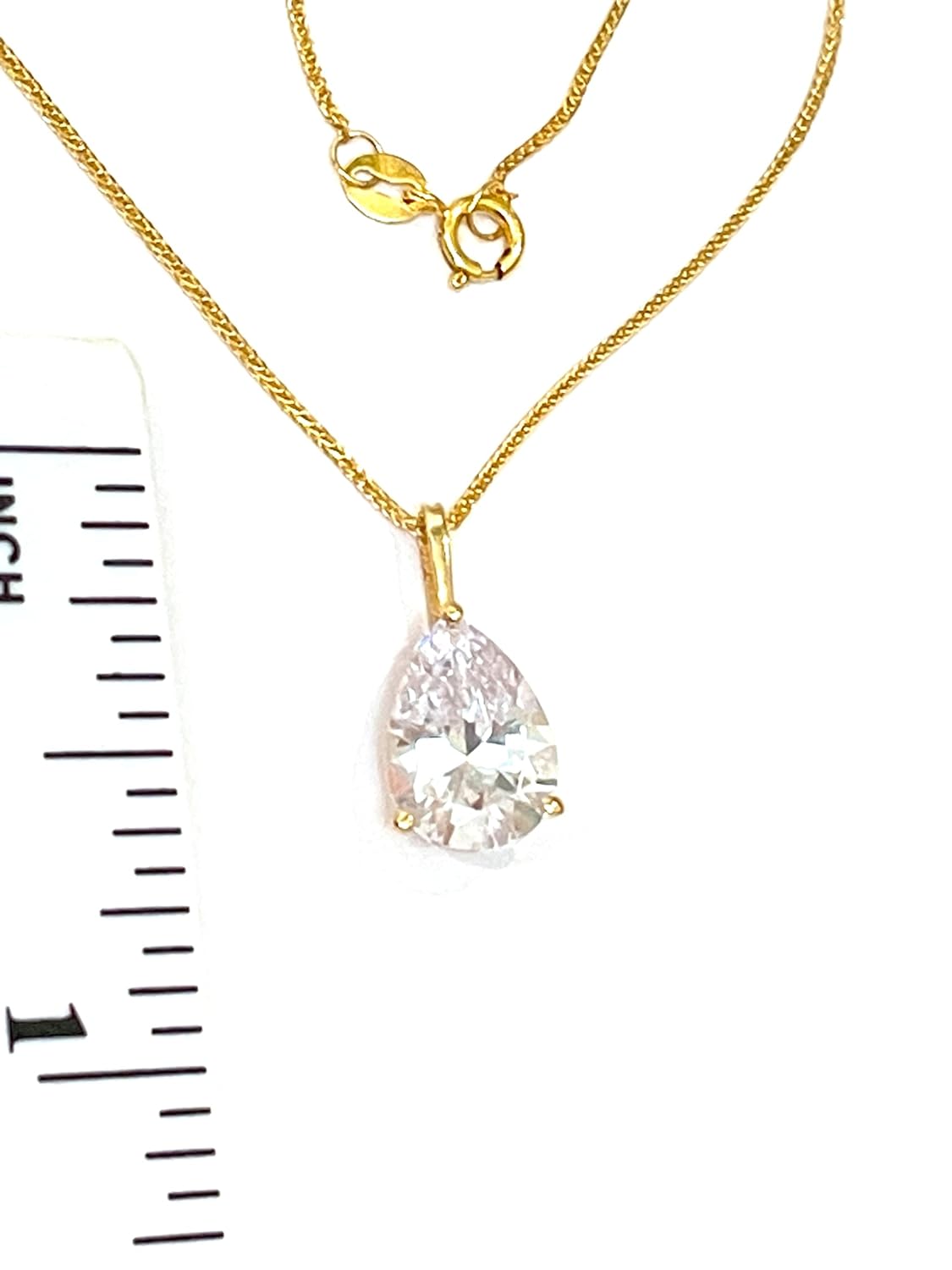 Lujoso collar con colgante de oro macizo de 18 quilates con diamantes de 1,65 quilates y oro solitario en forma de lágrima en forma de lágrima, oro amarillo de 18 quilates, diamantes de laboratorio, para graduación de hija, 7 mm x 10 mm, para cumpleaños, joyas de amor hechas a mano, 16 a 18 años