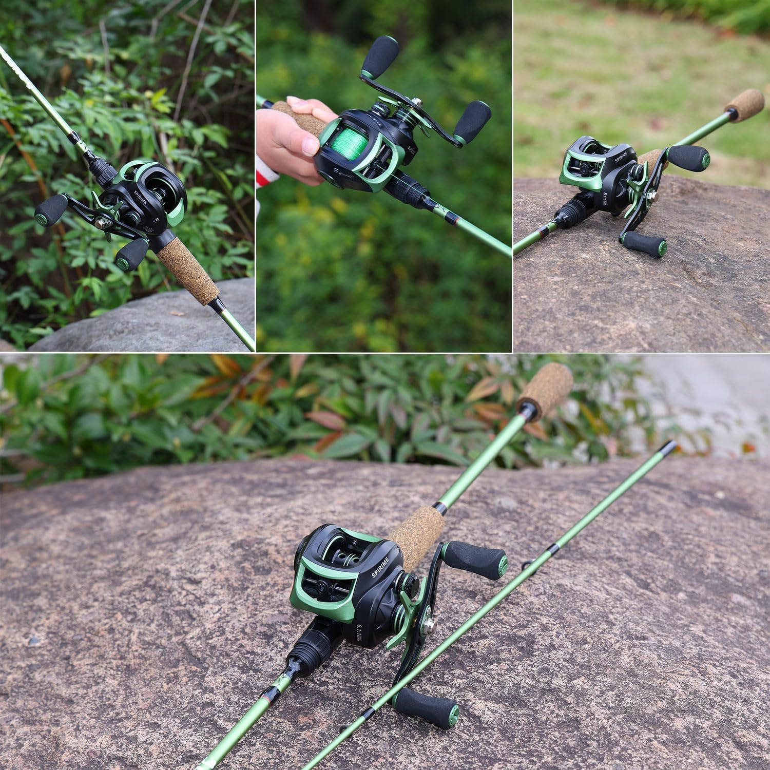 One Bass Fishing Rods Combos, 30-Ton Carbon Fiber Blanks Casting Rods,8.1:1 Gear Ratio Fishing Reel, 2-Piece Baitcasting Combo with Rubber Cork Handle · v3