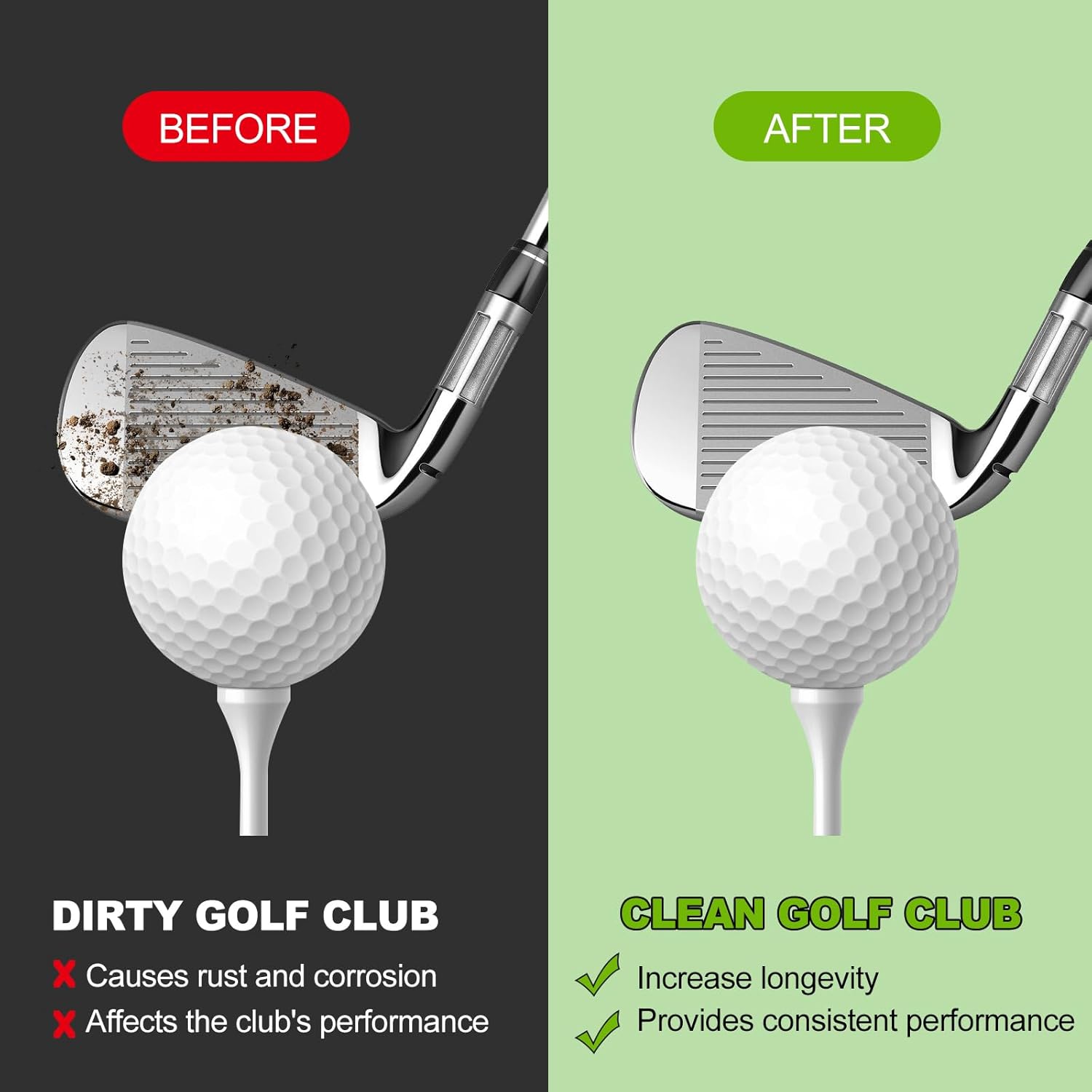 Set di attrezzi per la pulizia delle scanalature per cunei da golf | Affilatrice per mazze da golf - Spazzola retrattile per mazze da golf e affilatrice per 2 mazze da golf con 3 testine sostituibili per scanalature a U V