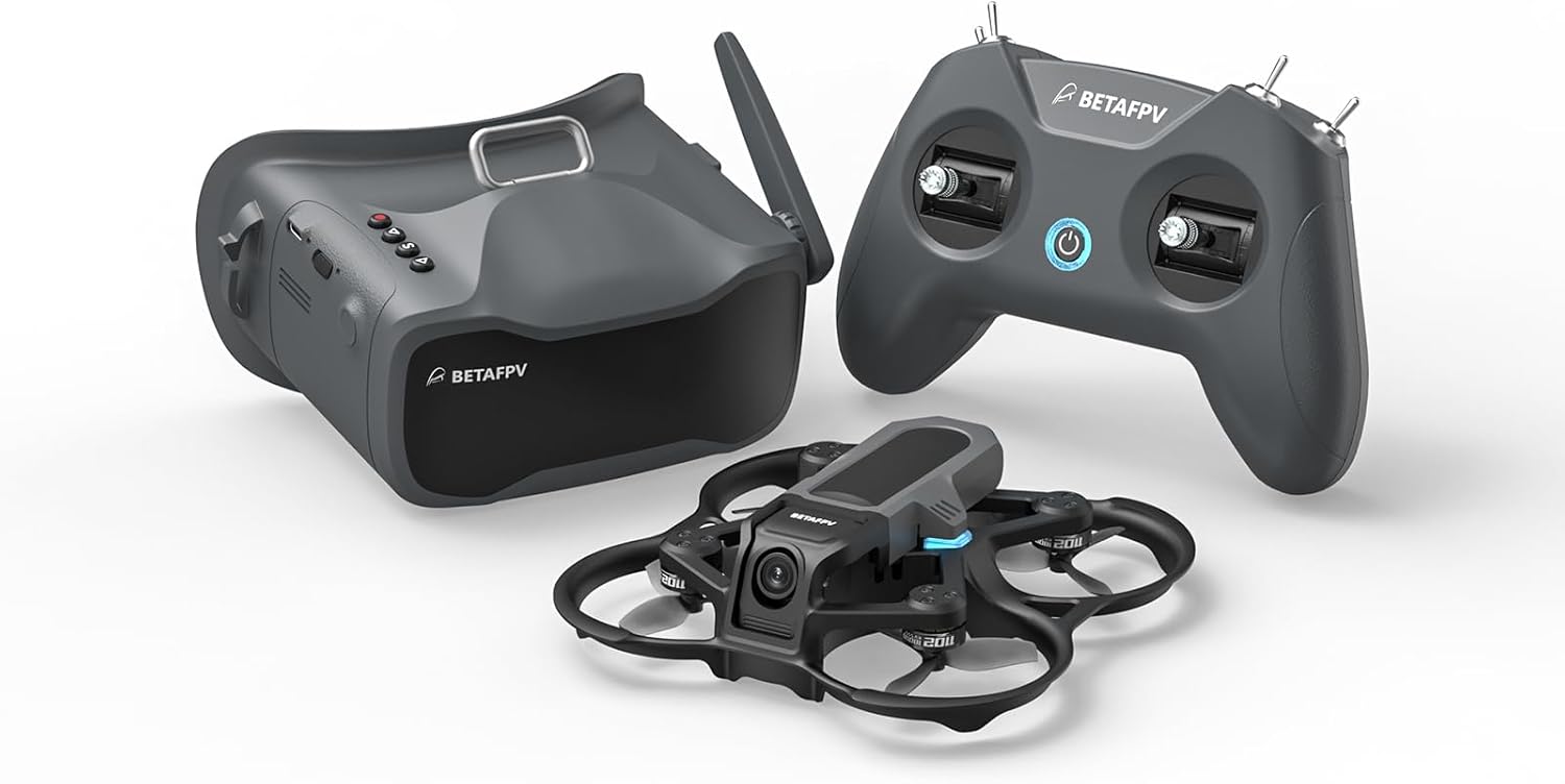 Kit drone FPV BETAFPV Aquila16 con mantenimento dell'altitudine, 8 minuti di volo, per principianti FPV per volare più a lungo in ambienti interni ed esterni, 3 modalità FlightSpeed, registrazione DVR, simulatore supportato, kit RTF 1S con ELRS 3.0