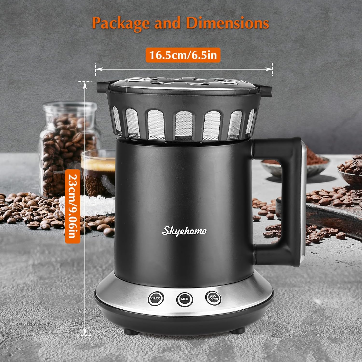 เครื่องคั่วกาแฟ HOMOKUS เครื่องคั่วกาแฟสำหรับใช้ในบ้าน มีโหมดการอบให้เลือก 2 โหมด (แบบกลางและแบบเข้ม) เครื่องคั่วเมล็ดกาแฟพร้อมโหมดทำความเย็นควบคุมด้วยสัมผัสเดียว