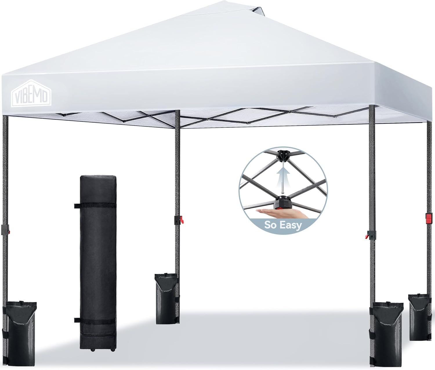 Canopy Tent 10x10, 1-Person Setup Pop Up Canopy Tent with Roller Bag, 3 Adjustable Height, 4 Sandbags, 8 Stakes, 4 Guylines, Waterproof and UPF50  Sun Protection Outdoor Canopy for Party，Beach · v5