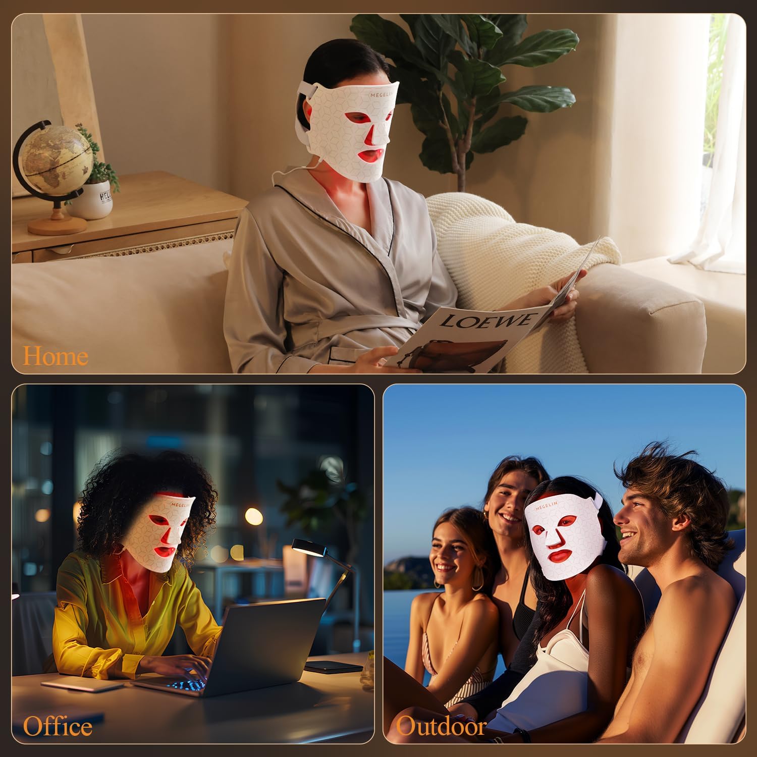 LED-Lichttherapie-Gesichtsmaske mit 7 Farben, Gesichtslichttherapie-Maske für Gesicht, Aknereduzierung, Anti-Aging, Falten reduzieren, glatte Haut, Hautverjüngung mit Infrarotlicht, Weiß, L-Maske