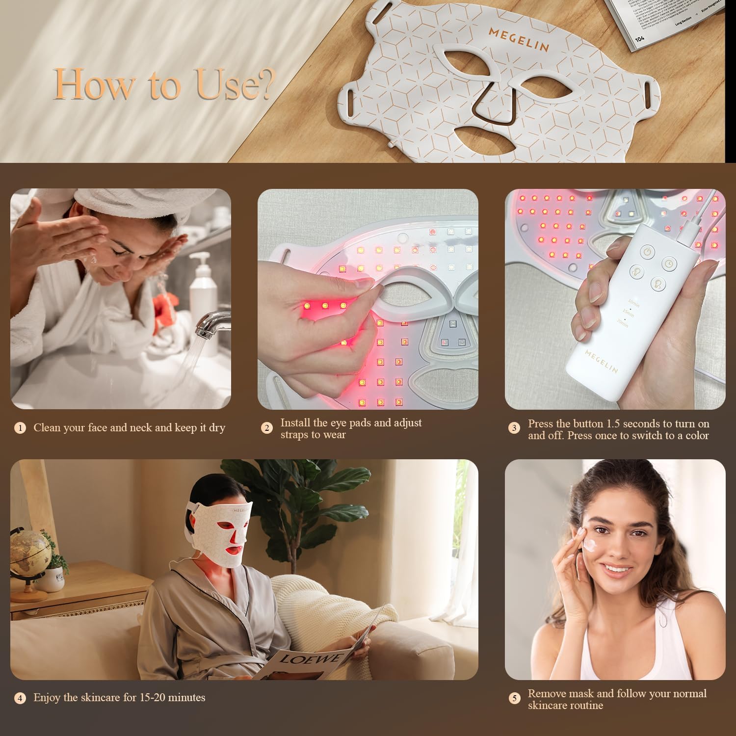 LED-Lichttherapie-Gesichtsmaske mit 7 Farben, Gesichtslichttherapie-Maske für Gesicht, Aknereduzierung, Anti-Aging, Falten reduzieren, glatte Haut, Hautverjüngung mit Infrarotlicht, Weiß, L-Maske