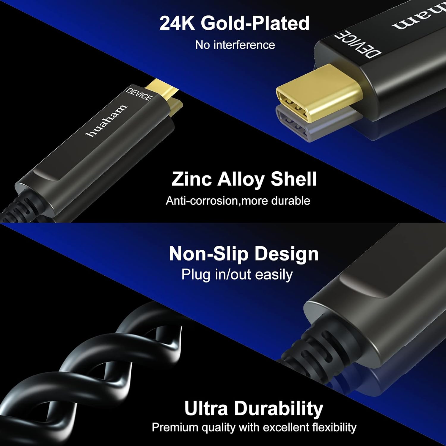 Cavo in fibra ottica da USB A a USB C da 20 m/65,6 piedi, cavo USB 3.1 10 Gbps Gen2 trasmissione a lunga distanza sottile, cavo USB ad altissima velocità per VR, Xbox, fotocamera Logitech, laptop ecc