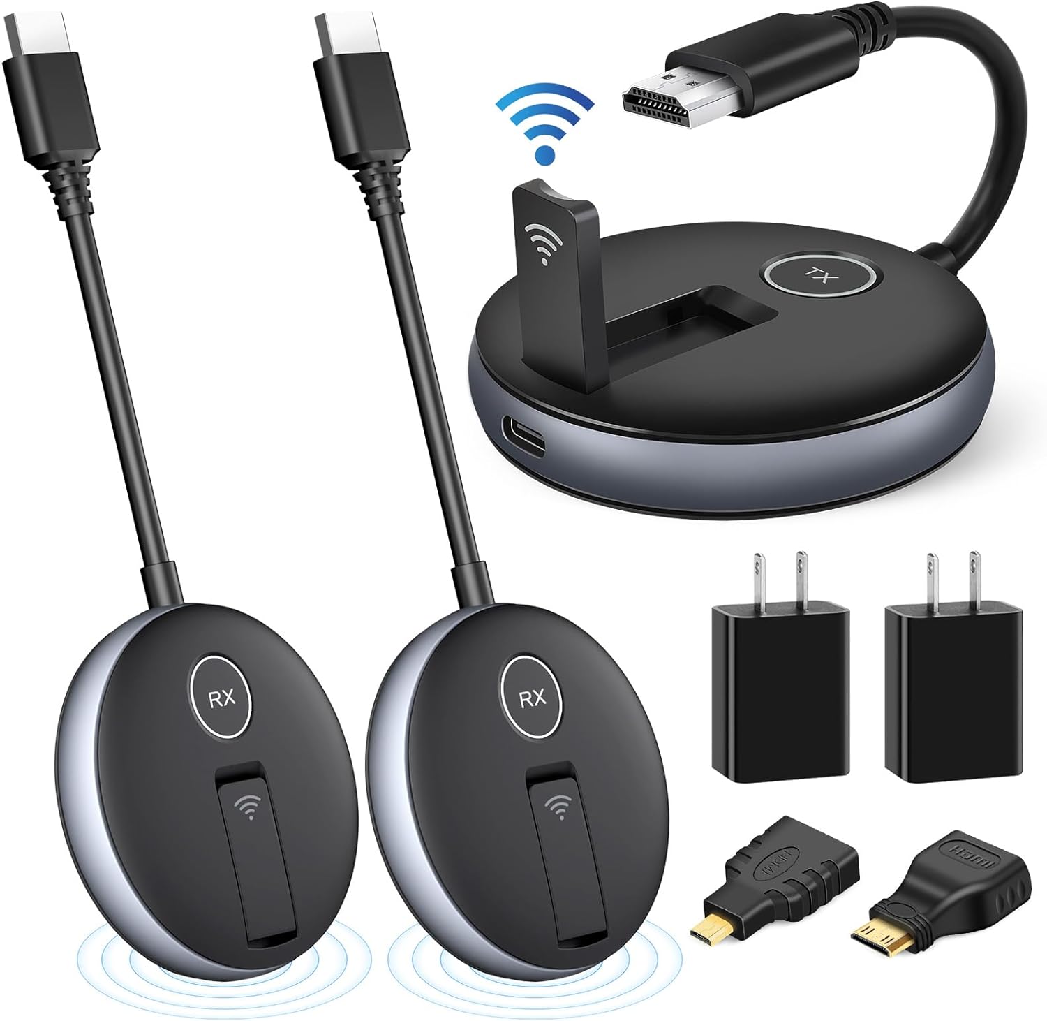 Wireless HDMI Receiver The simultaneous Expansion of Multiple televisions,2Receiver and 1Transmitter,Plug and Play,Laptop,Cable Boxes,Cameras to Project Screens to televisions or projectors · v9