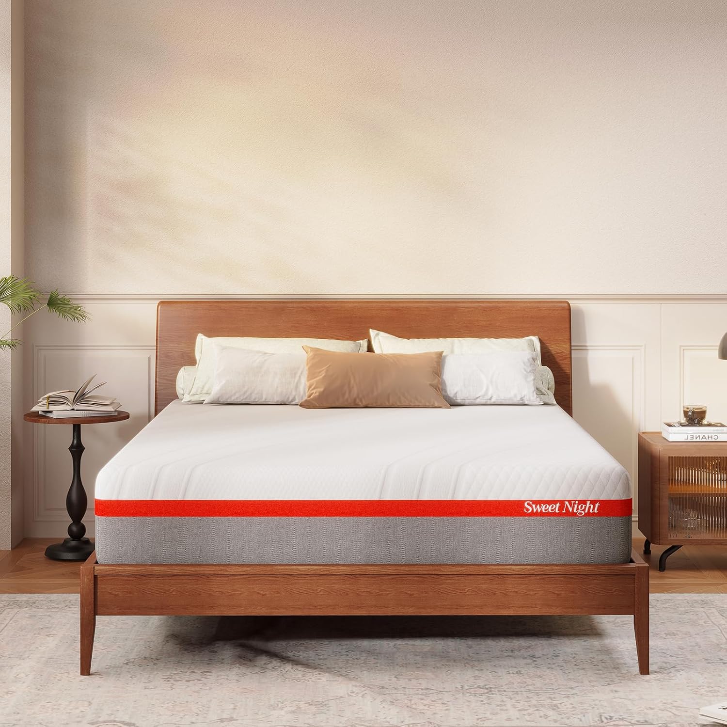 Sweetnight Queen Mattress, 10 Inch Memory Foam Queen Size Mattress for Pressure Relief  Comfort Sleep, Queen Bed Plush Foam Mattress in a Box,Gray White · v2