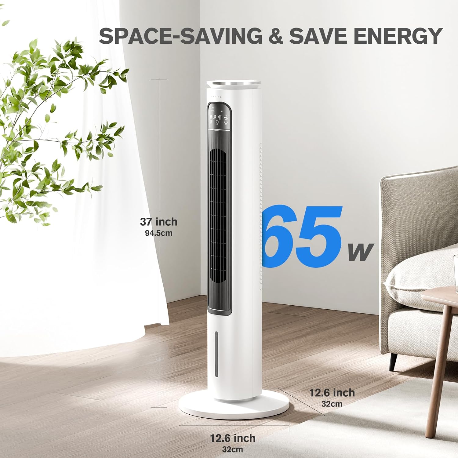 Tragbare 3-IN-1-Klimaanlagen, Turmventilator, 37-Zoll-Verdunstungsluftkühler mit Fernbedienung, 2,5-Liter-Wassertank mit 4 Kühlakkus, 12-Stunden-Smart-Timer, 70°-Oszillation, 3 Geschwindigkeiten für Schlafzimmer, Wohnzimmer, Büro