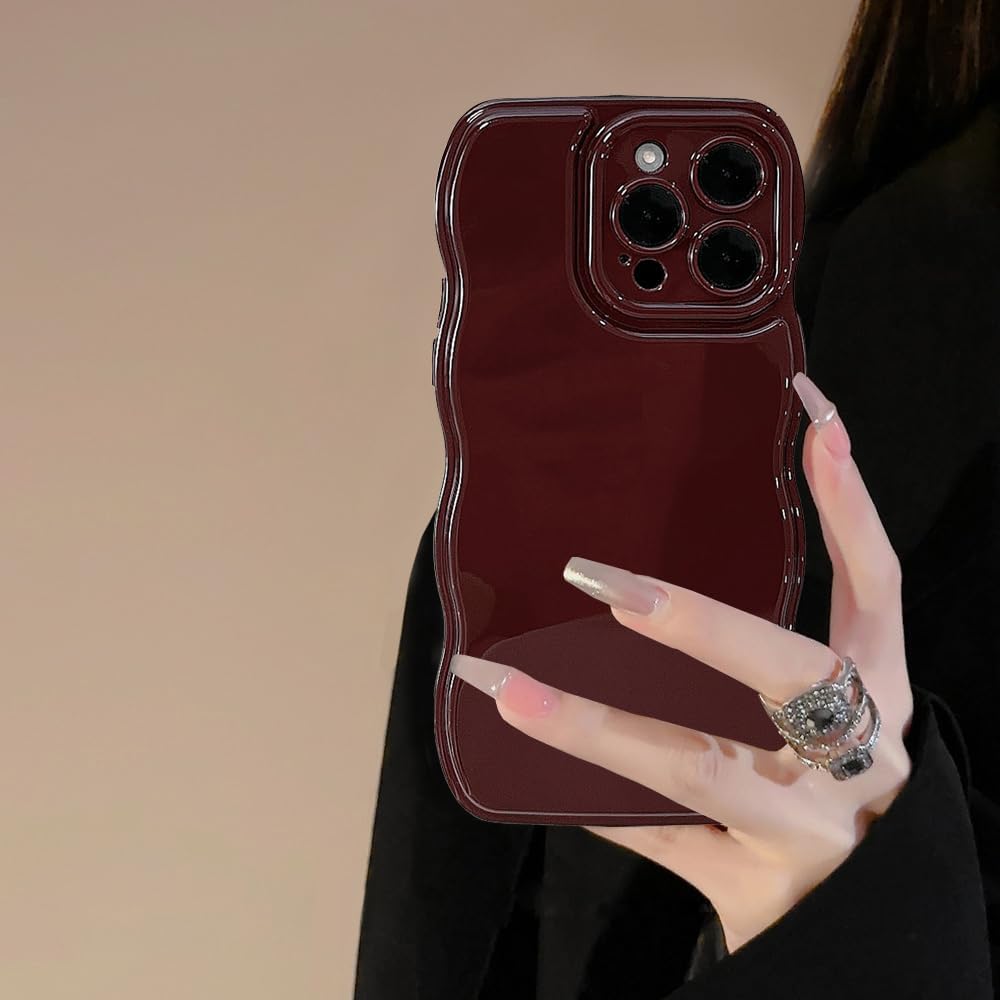 Custodia per telefono FABSPARK per iPhone 13, custodia per telefono in silicone morbido con design ondulato con design ondulato, custodia per telefono iPhone 13, rosso vino